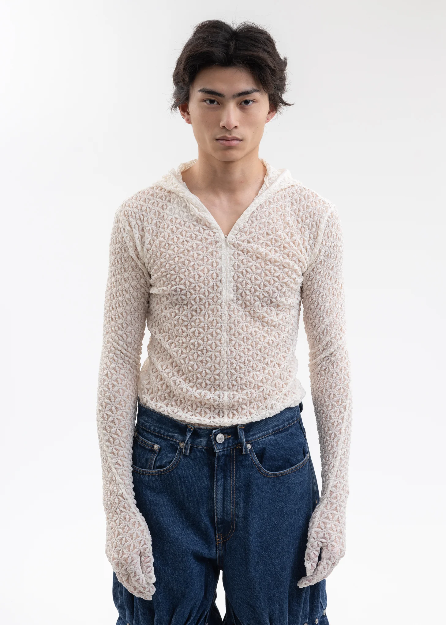 WHITE MASK LACE TIGHT LS T-SHIRT - Image 10