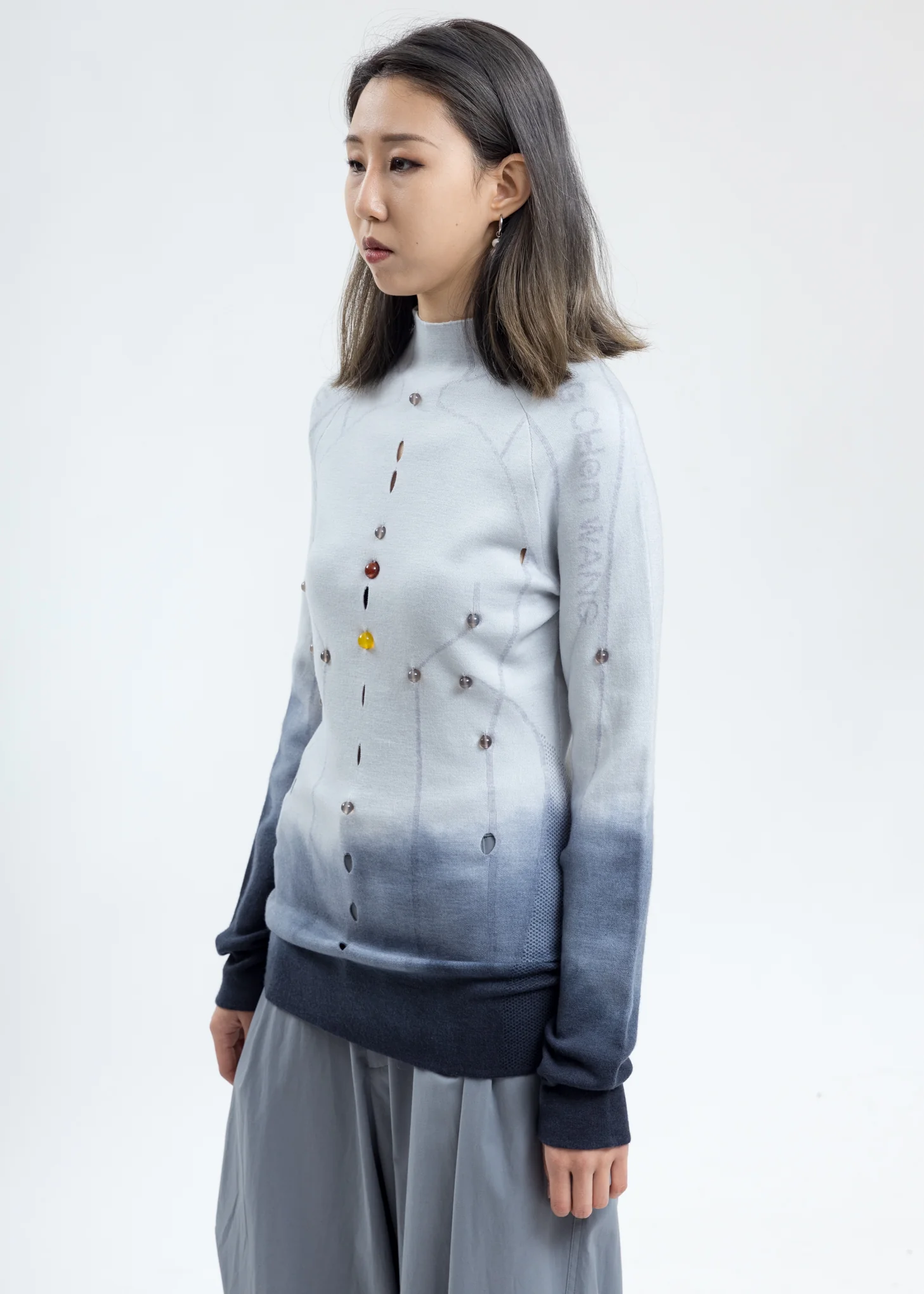 White Merino Wool Slim Fit Sweater - Image 3
