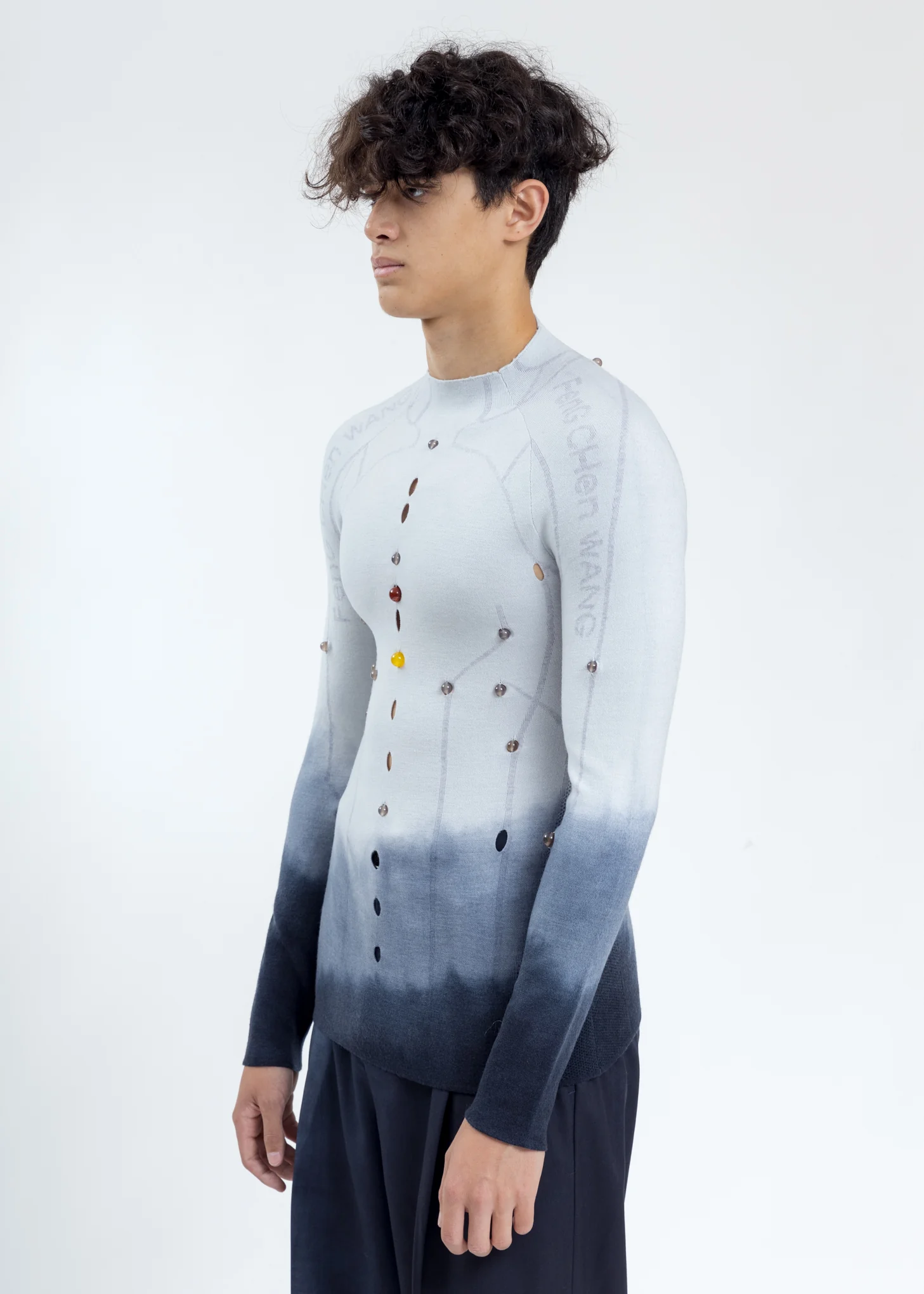 White Merino Wool Slim Fit Sweater - Image 3