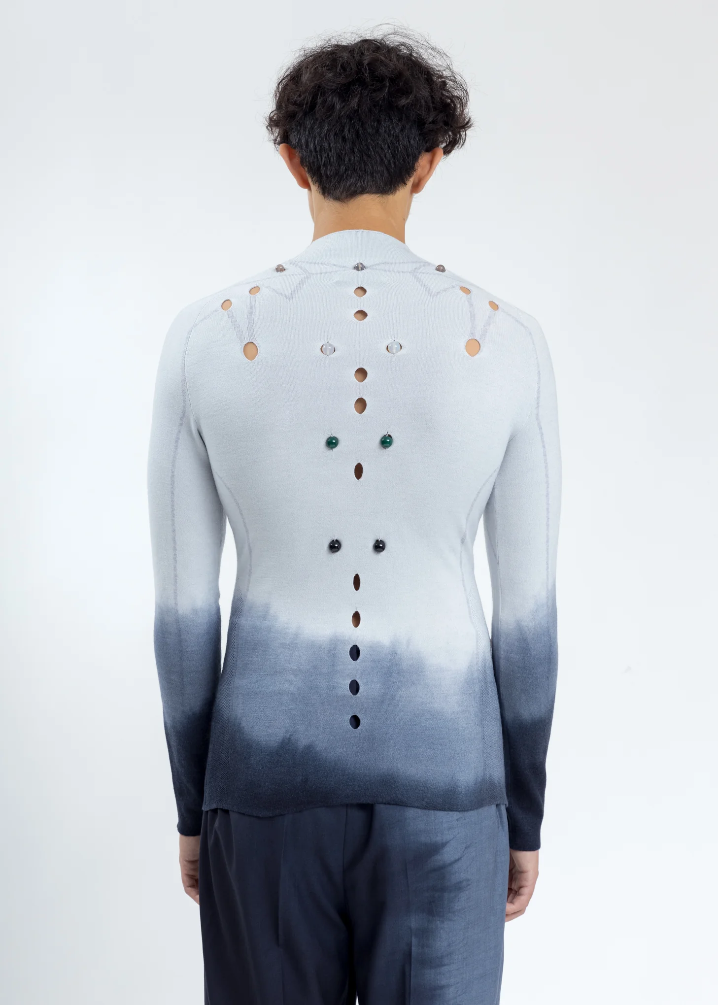 White Merino Wool Slim Fit Sweater - Image 4