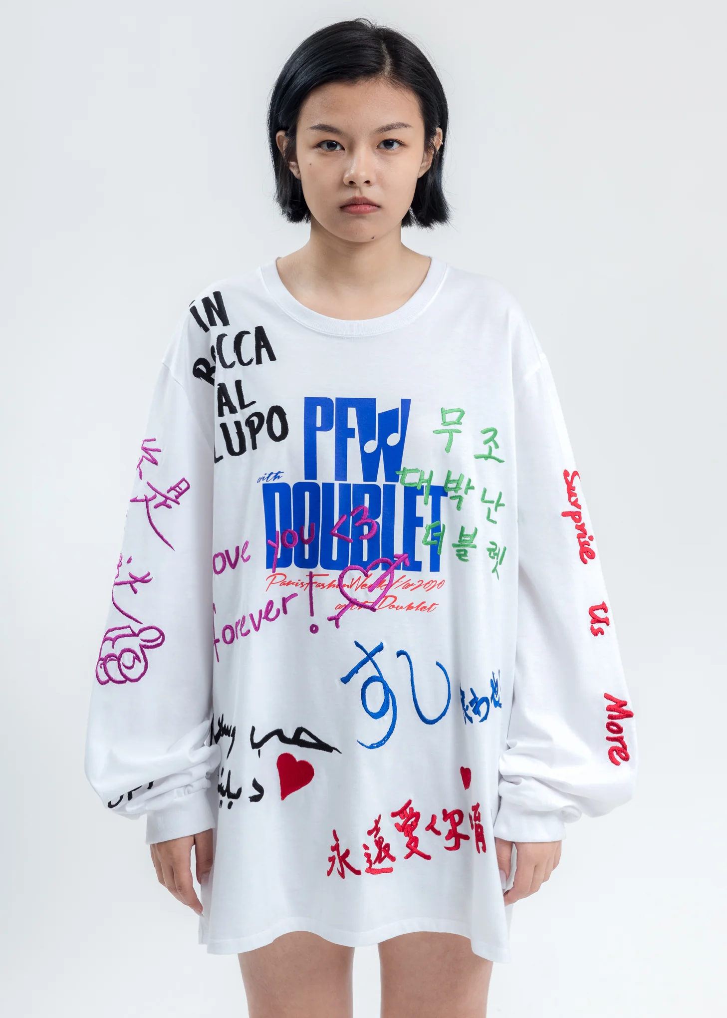 White Message Embroidery Long Sleeve