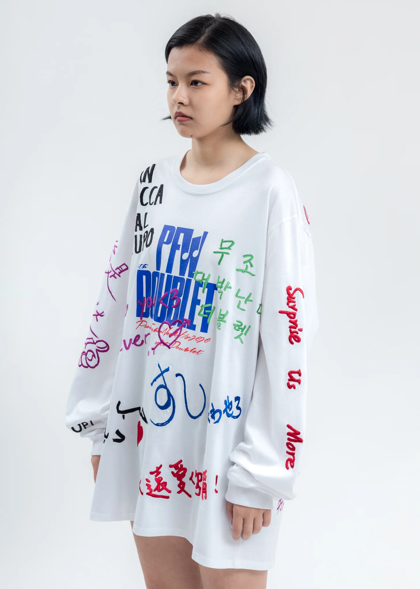 White Message Embroidery Long Sleeve - Image 2