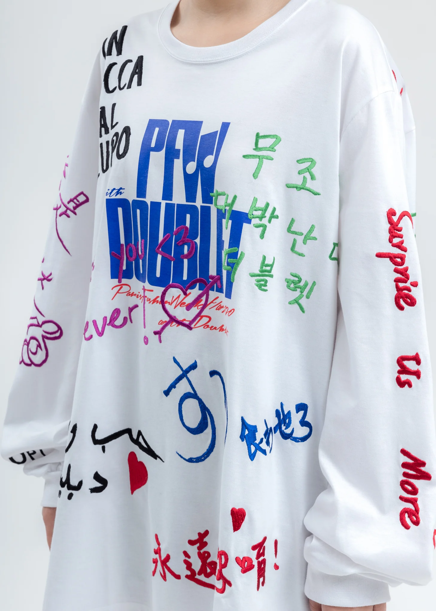 White Message Embroidery Long Sleeve - Image 4