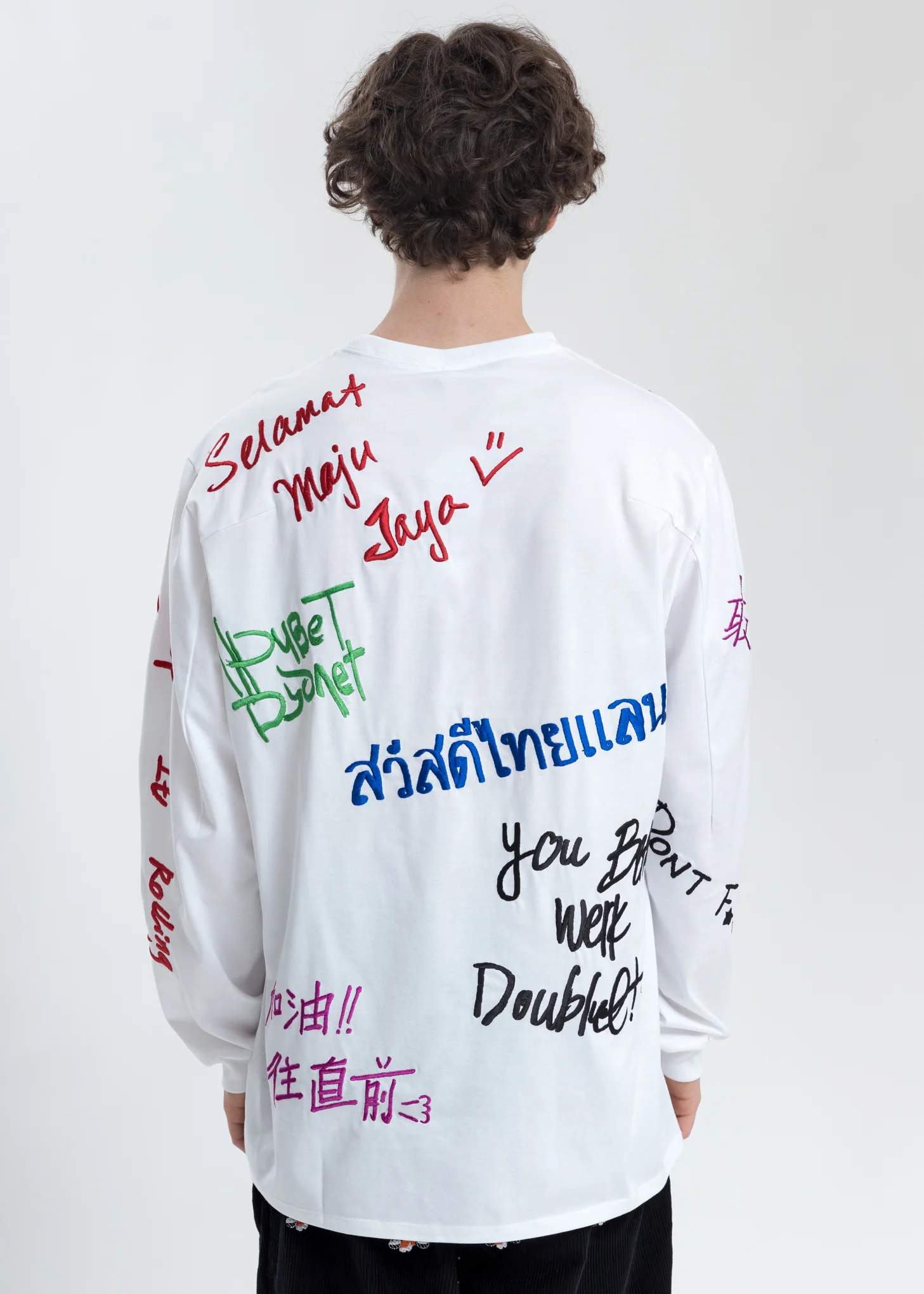 White Message Embroidery Long Sleeve - Image 2