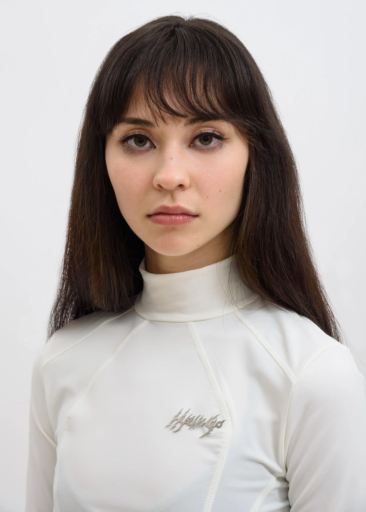 White Metal Logo Crop Top