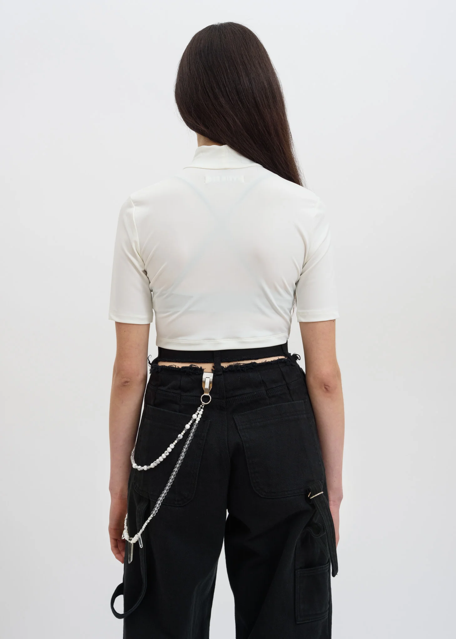 White Metal Logo Crop Top - Image 3