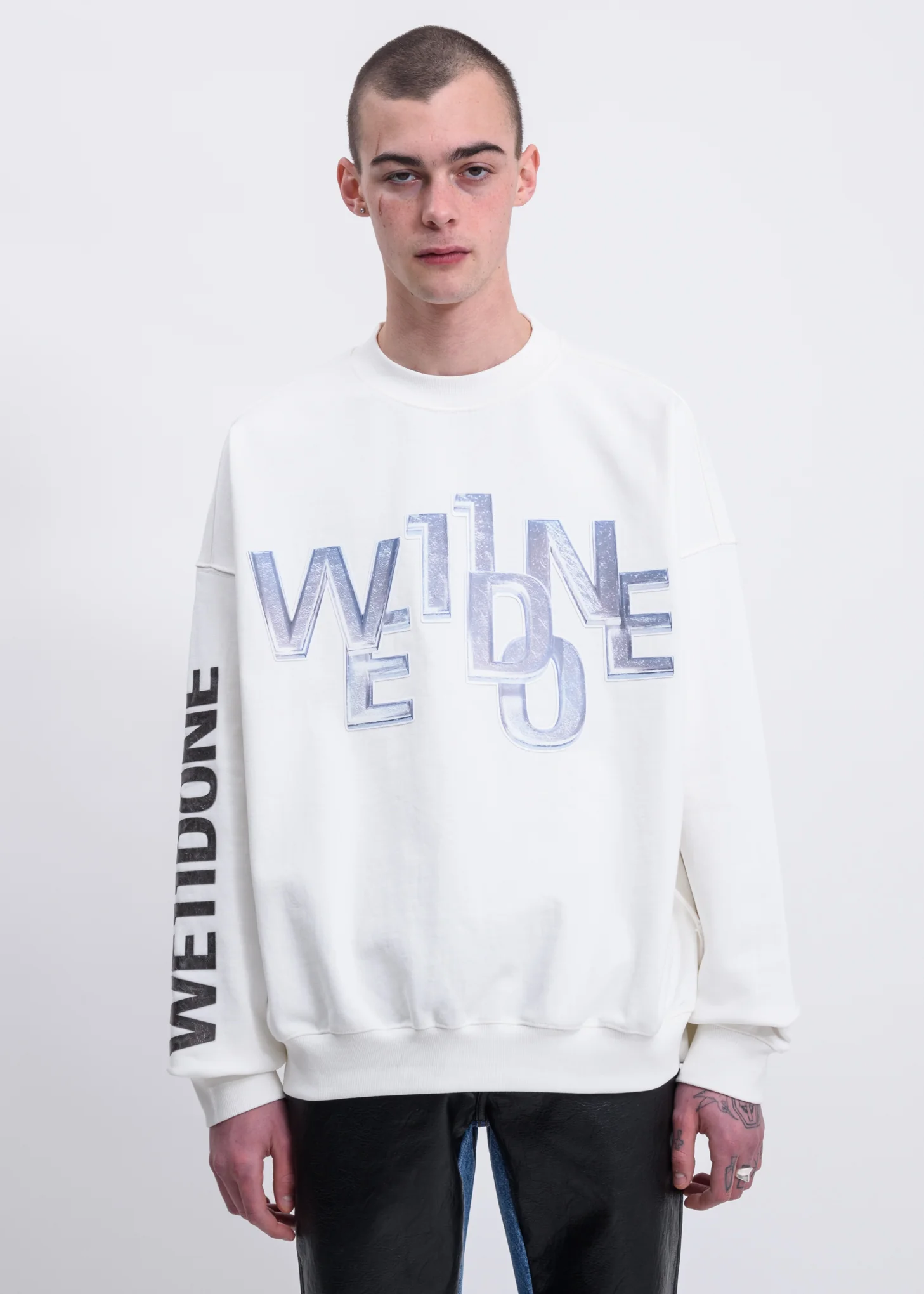 White Metal Logo Sweater