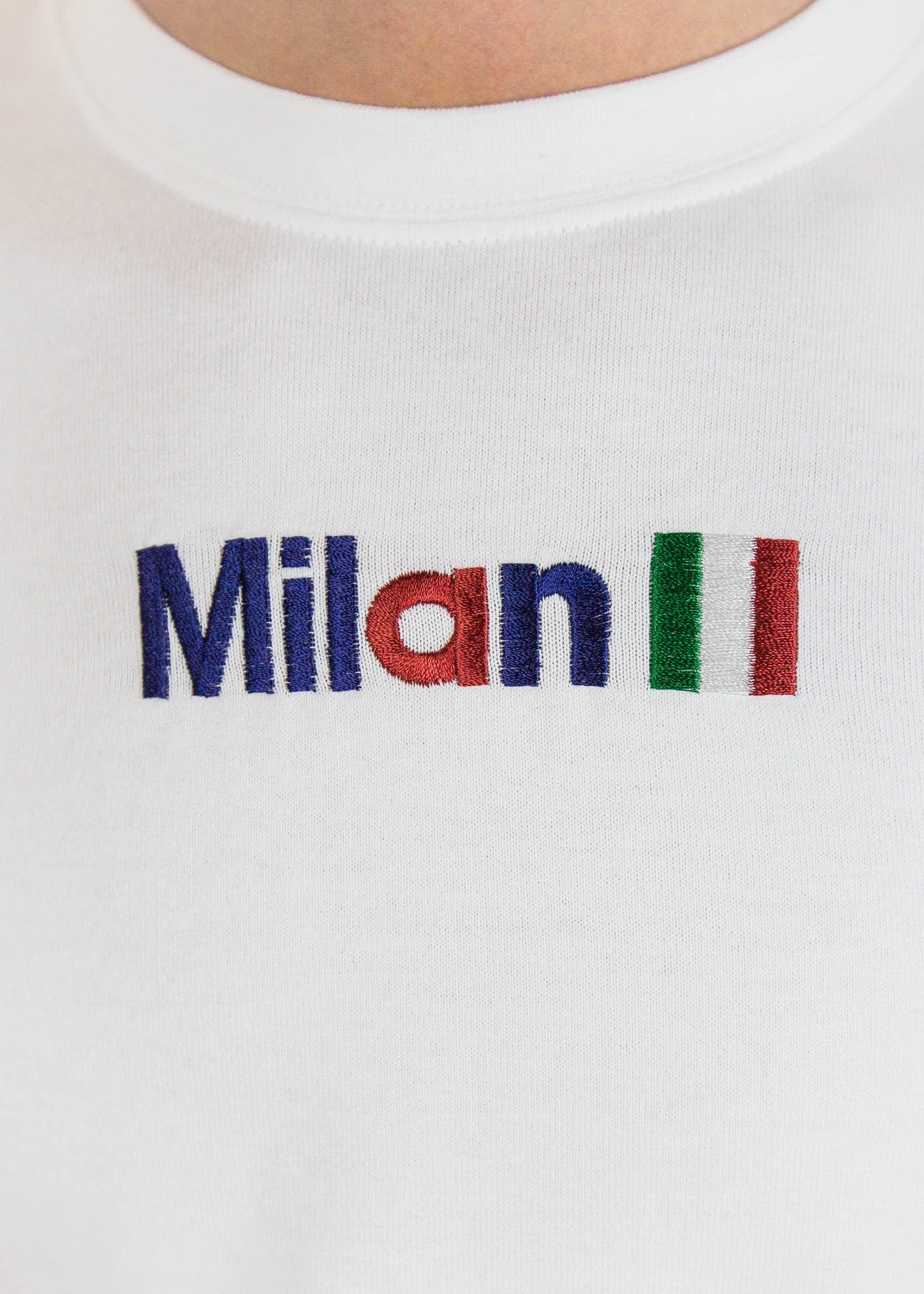 White "Milan" Embroidery T-Shirt - Image 6