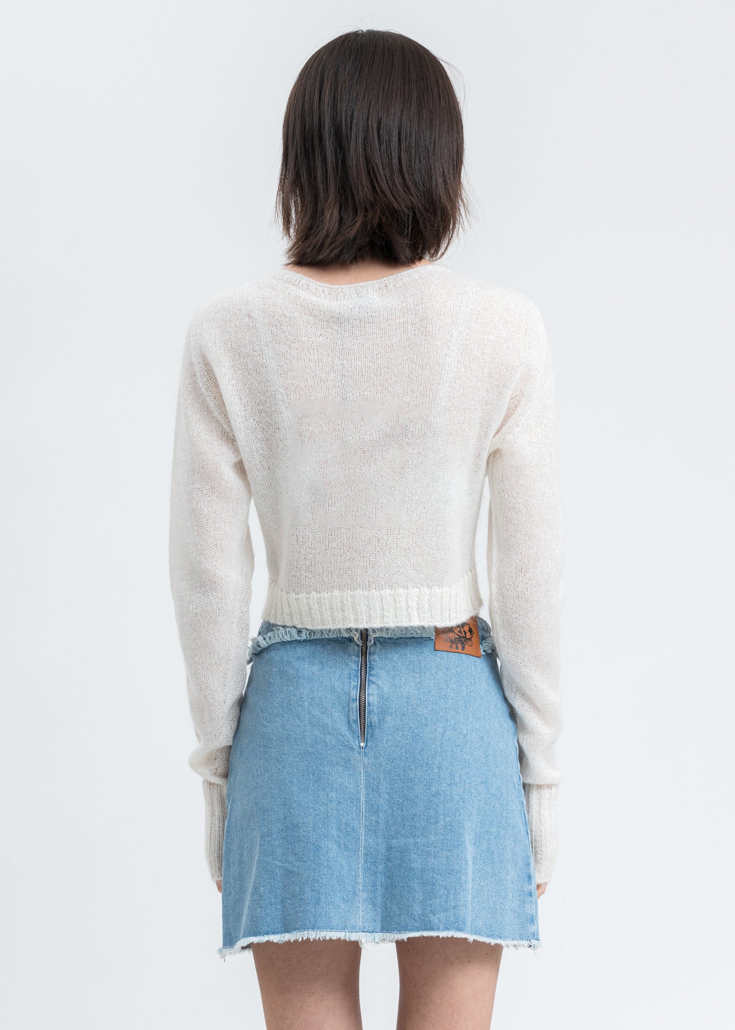 White Mohair Ribbed Cardigan - Image 4
