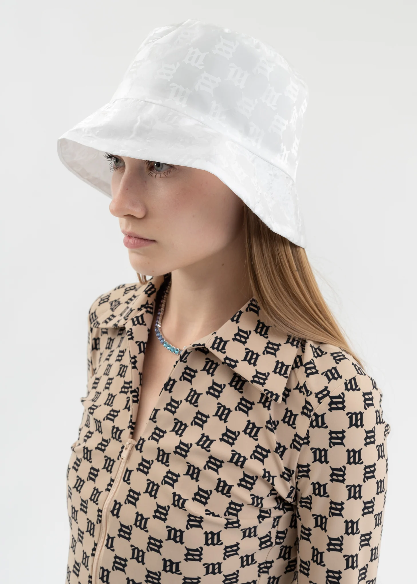 White MONOGRAM NYLON Bucket Hat