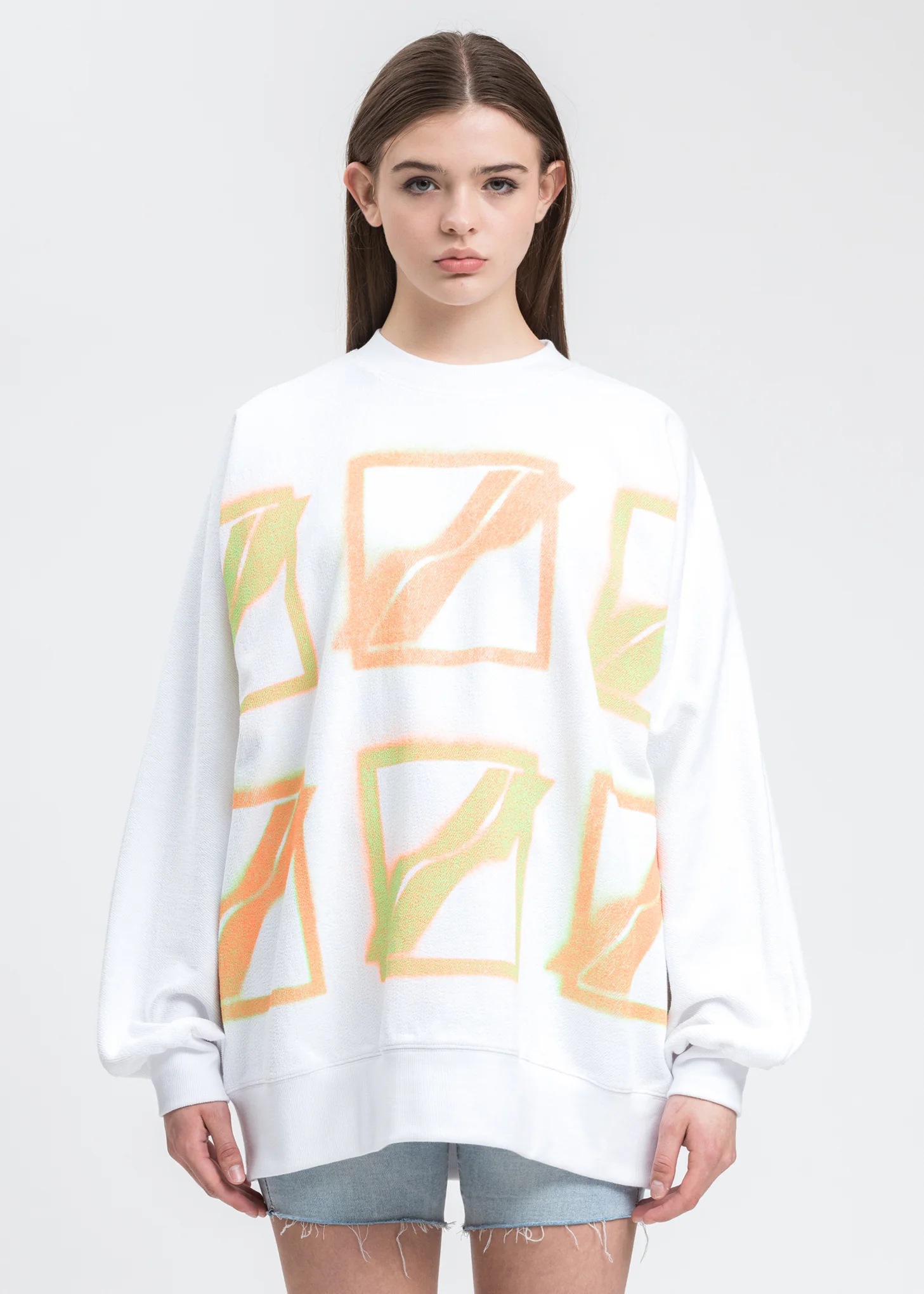 White Multi Color Logo Sweater