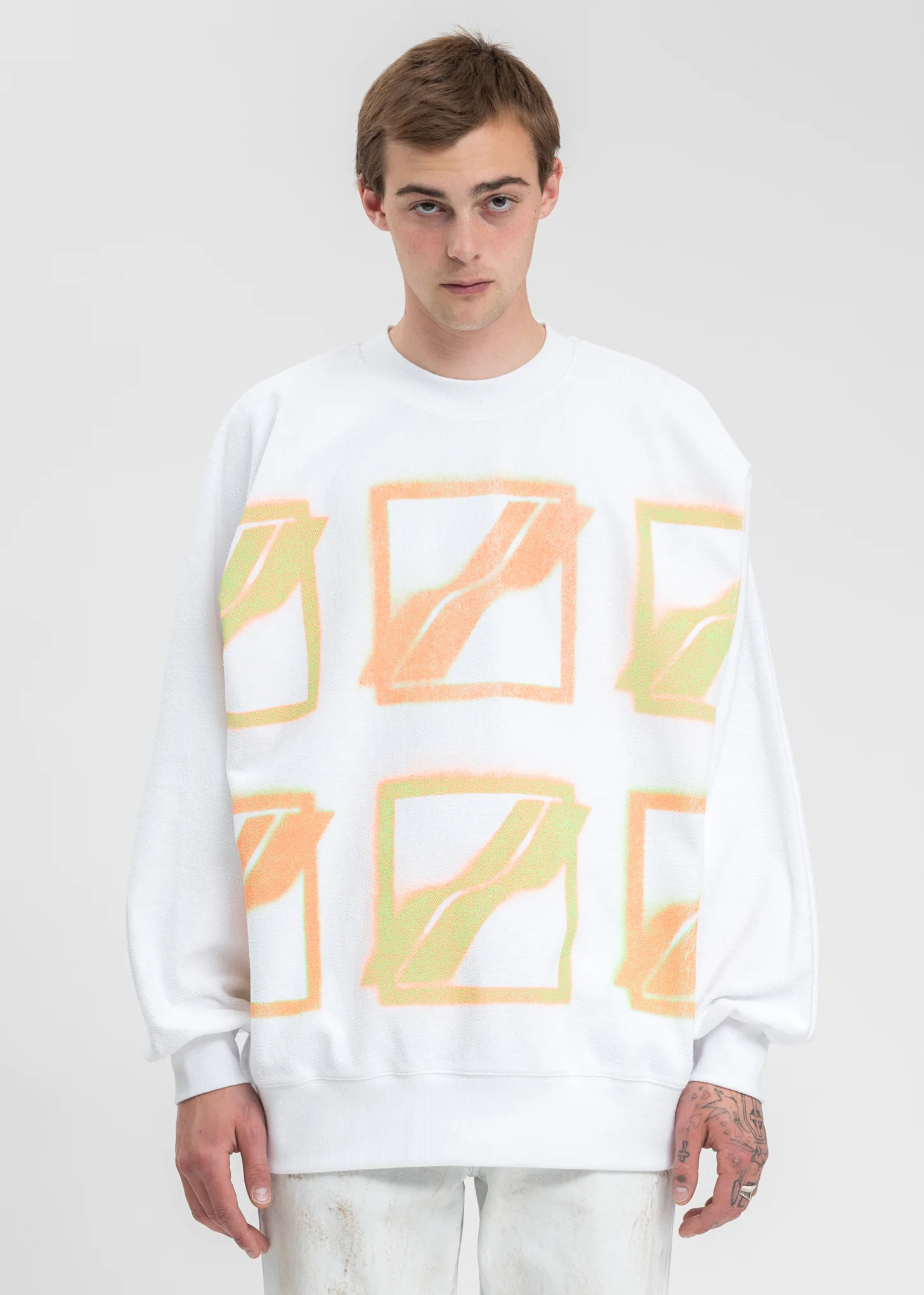 White Multi Color Logo Sweater