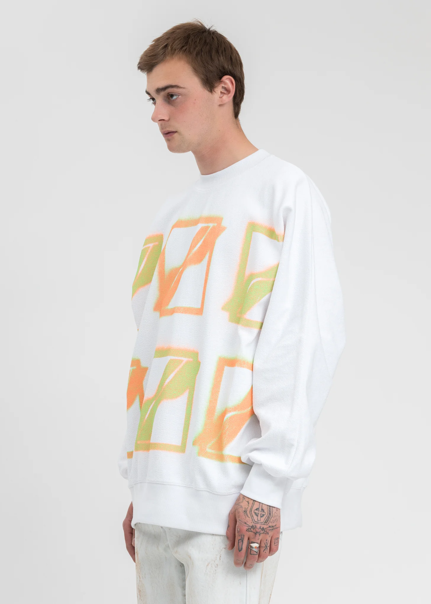 White Multi Color Logo Sweater - Image 3