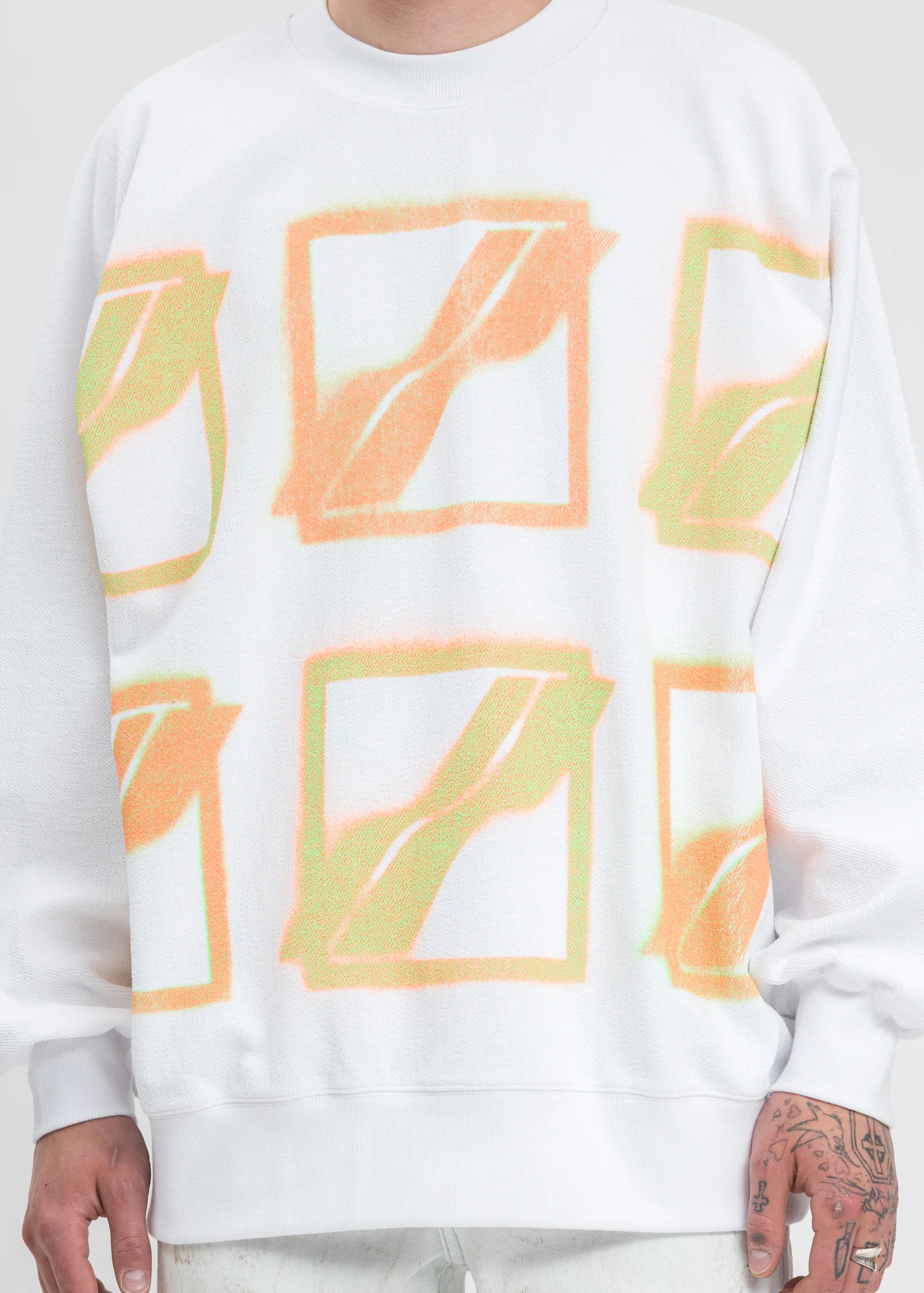 White Multi Color Logo Sweater - Image 4