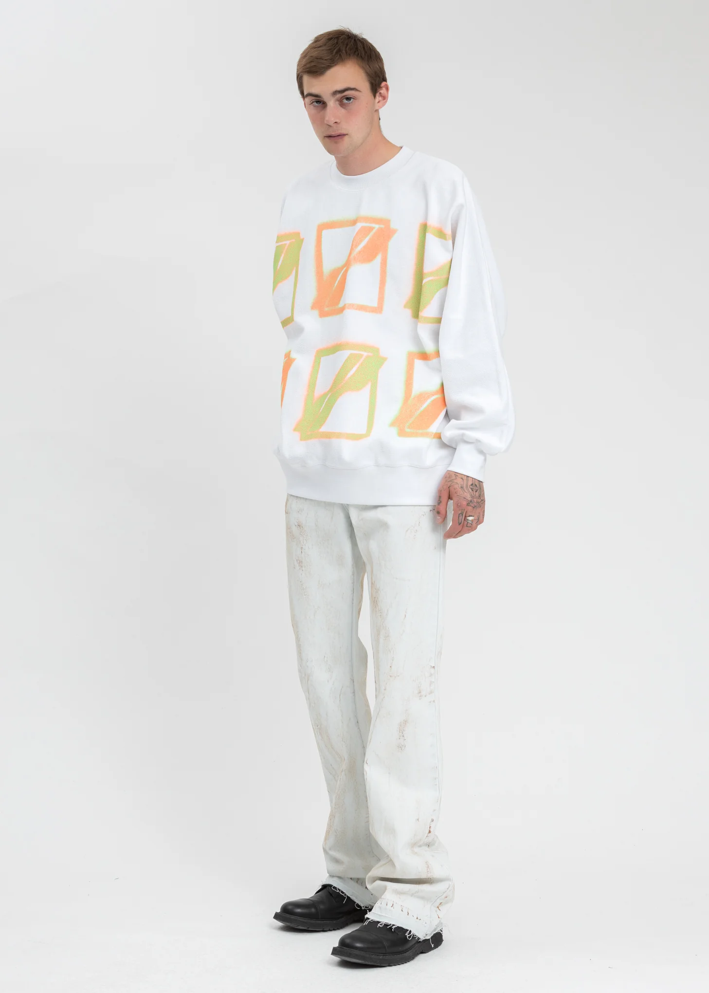 White Multi Color Logo Sweater - Image 5