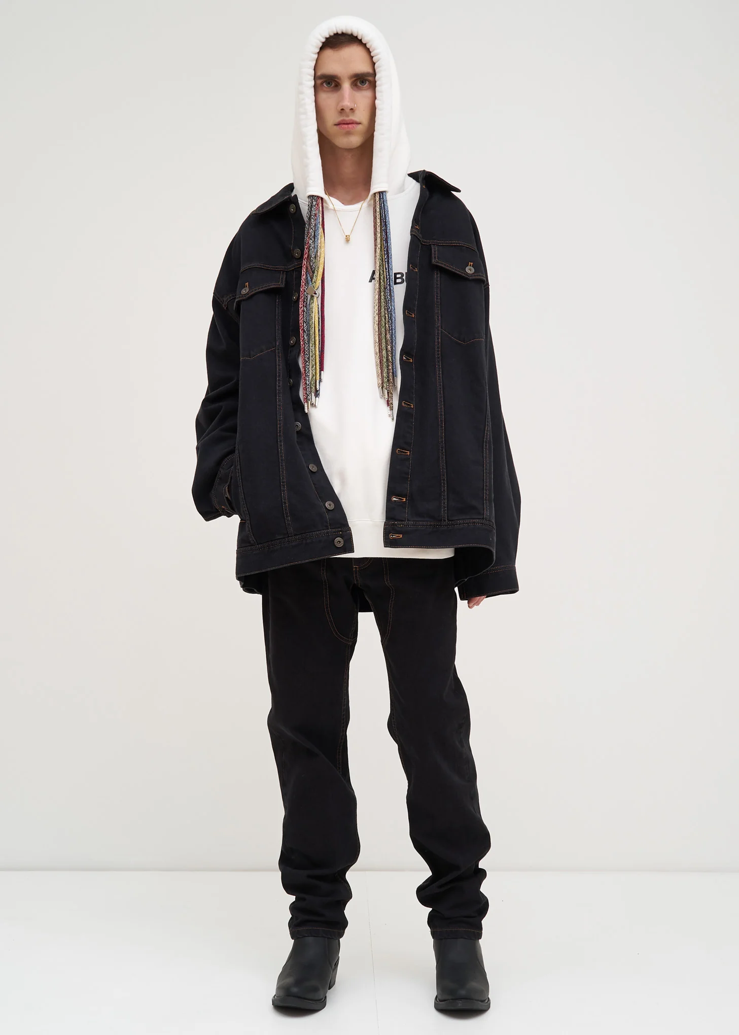 White Multi Cord Hoodie - Image 2