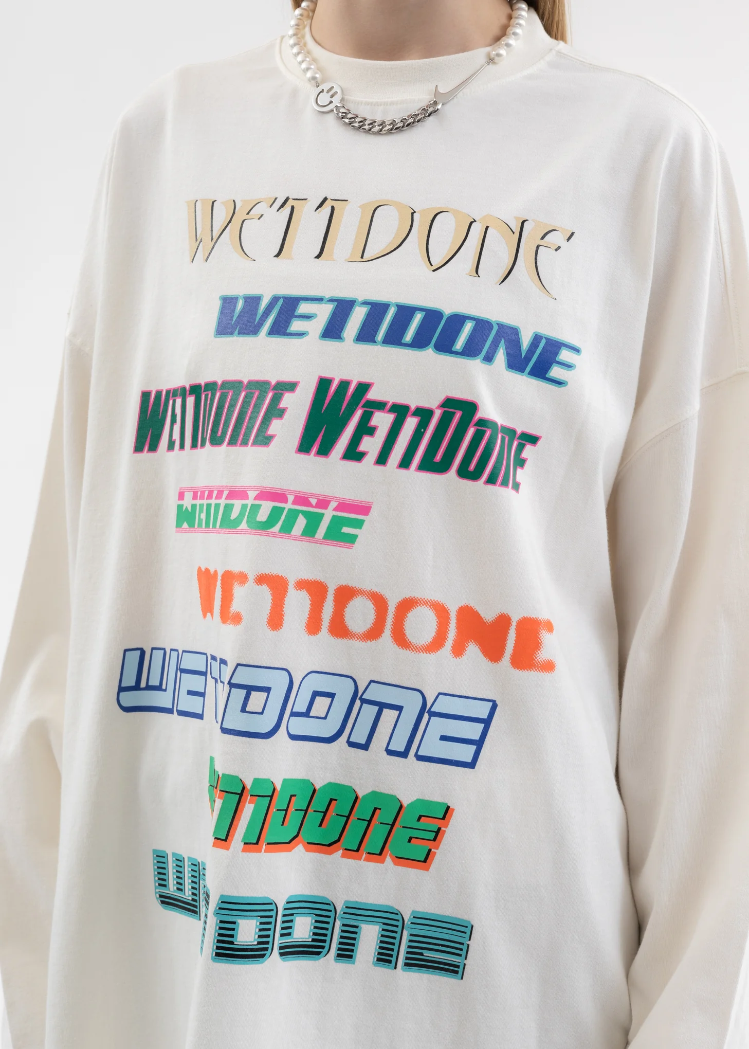 WHITE MULTI LOGO LONG-SLEEVED T-SHIRT - Image 2