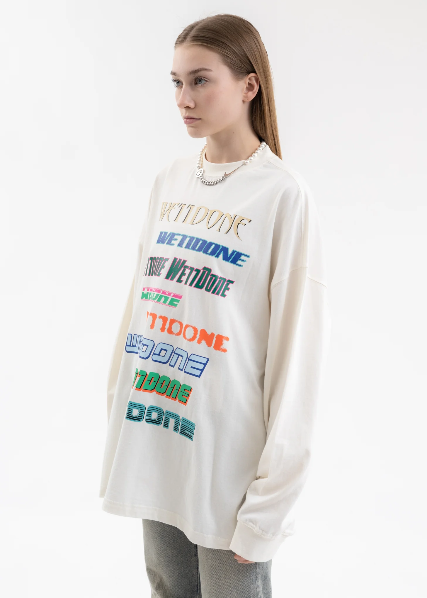 WHITE MULTI LOGO LONG-SLEEVED T-SHIRT - Image 3