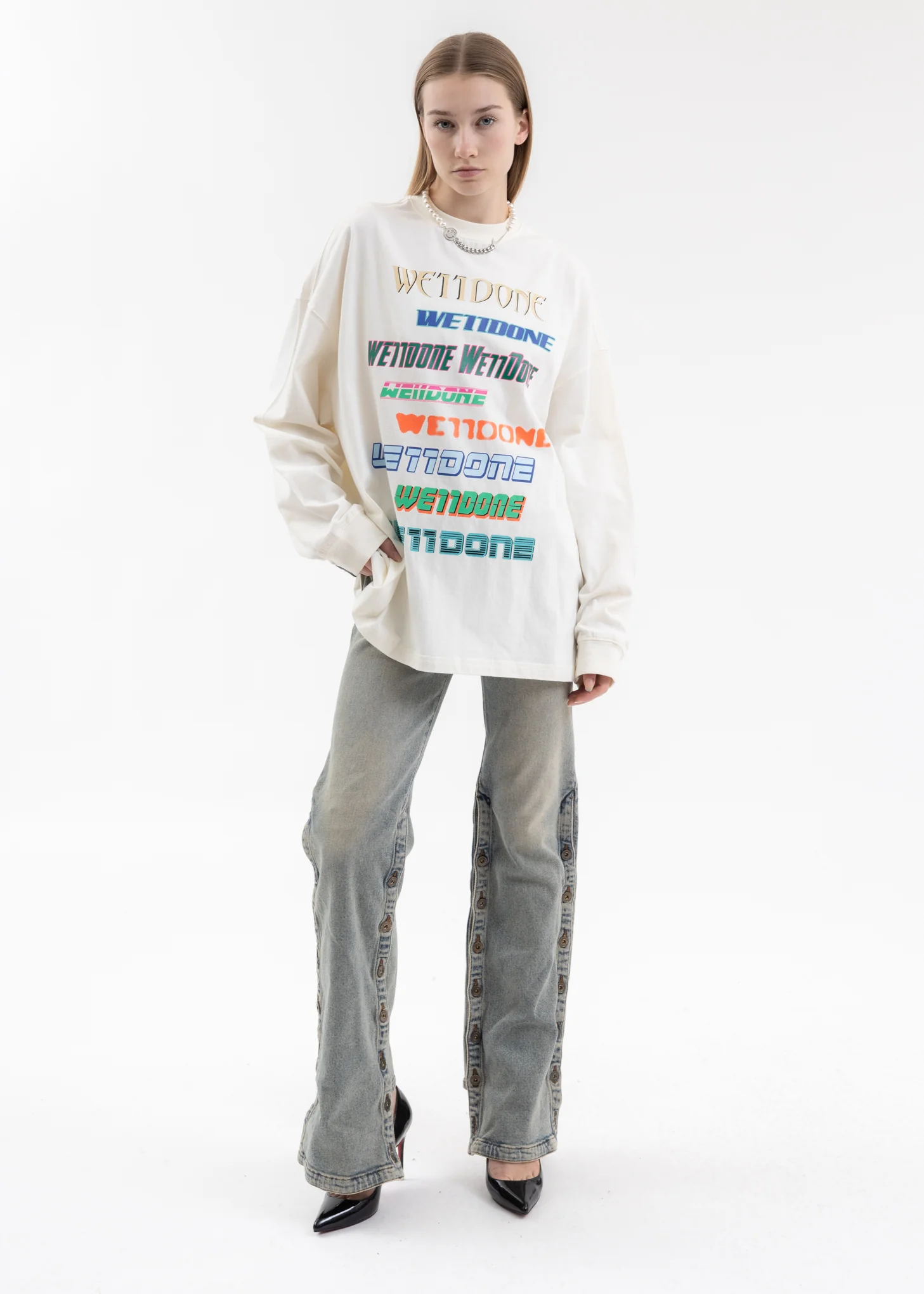 WHITE MULTI LOGO LONG-SLEEVED T-SHIRT - Image 5