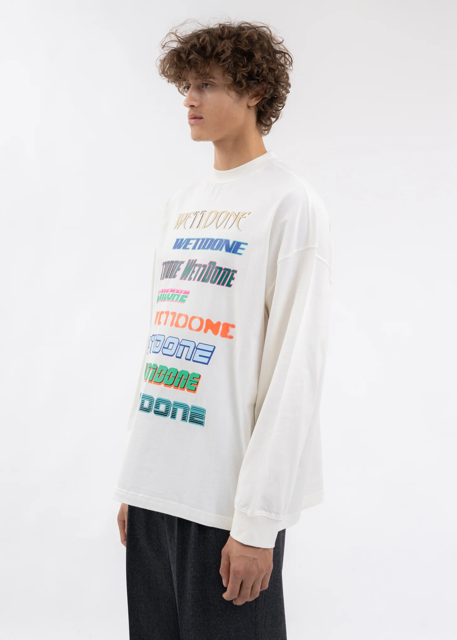 WHITE MULTI LOGO LONG-SLEEVED T-SHIRT - Image 3