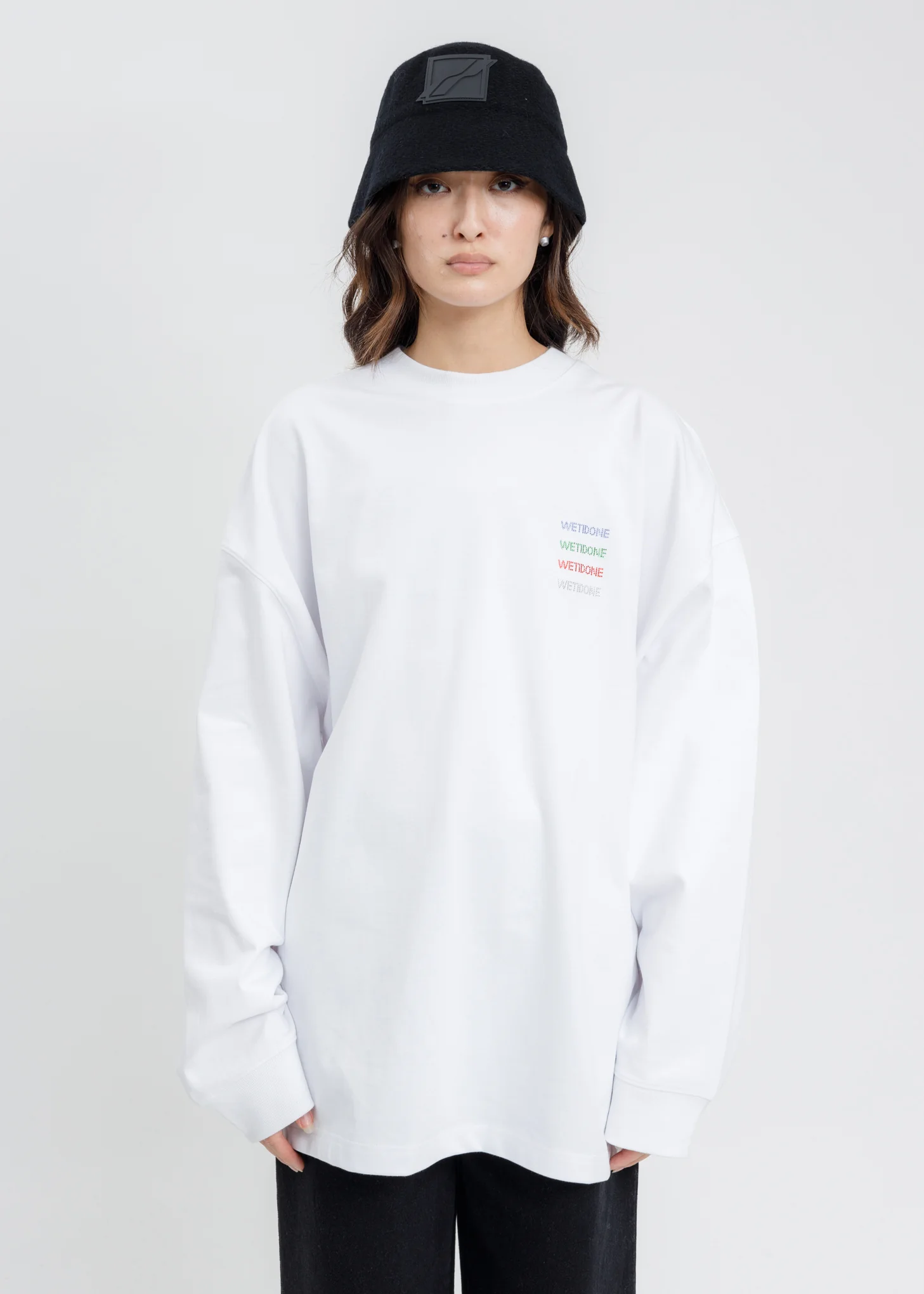 White Multicolor Crystal Logo Long Sleeves