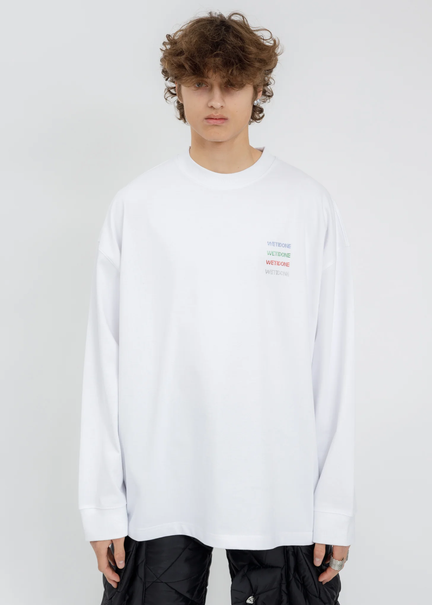 White Multicolor Crystal Logo Long Sleeves