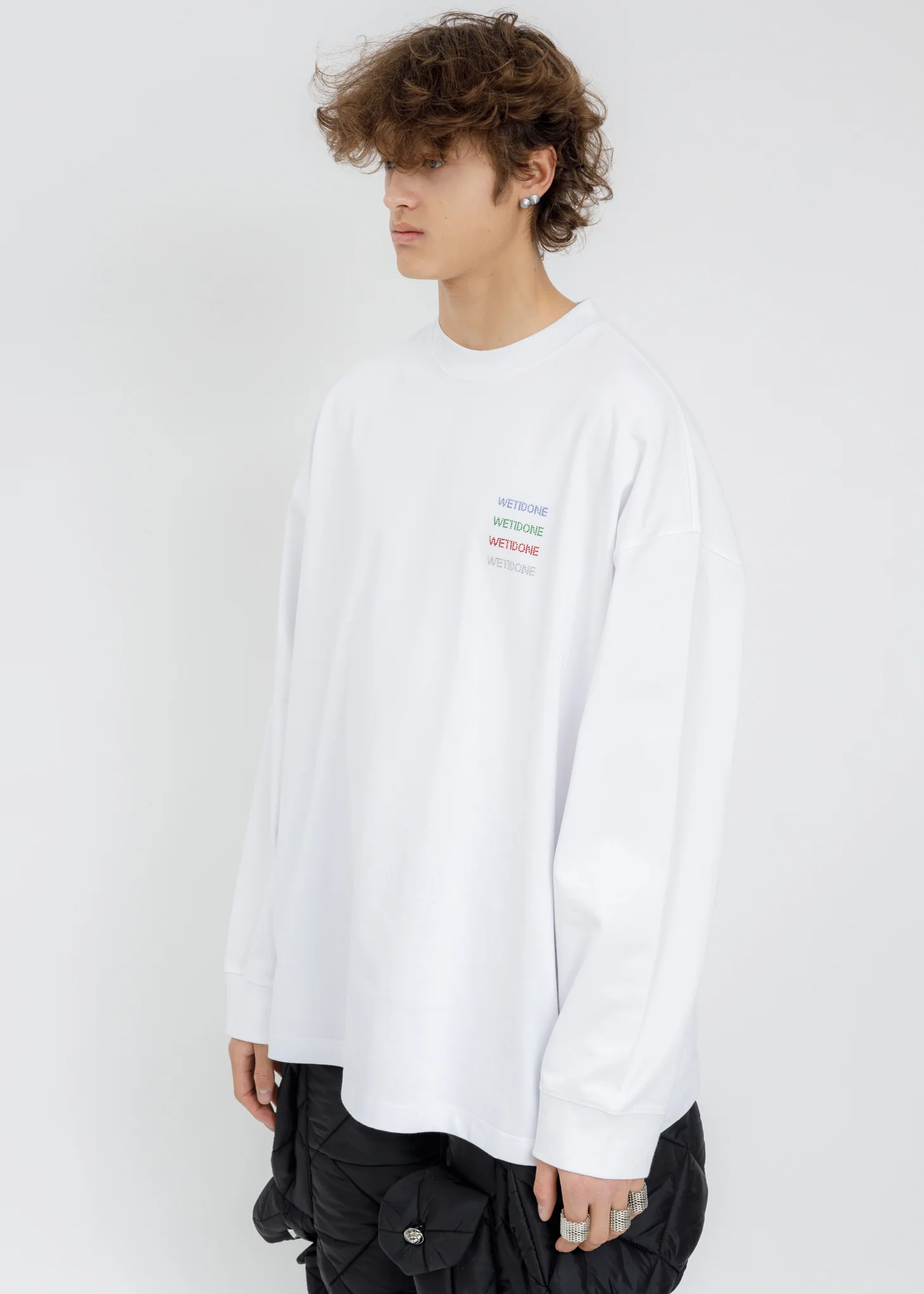 White Multicolor Crystal Logo Long Sleeves - Image 4