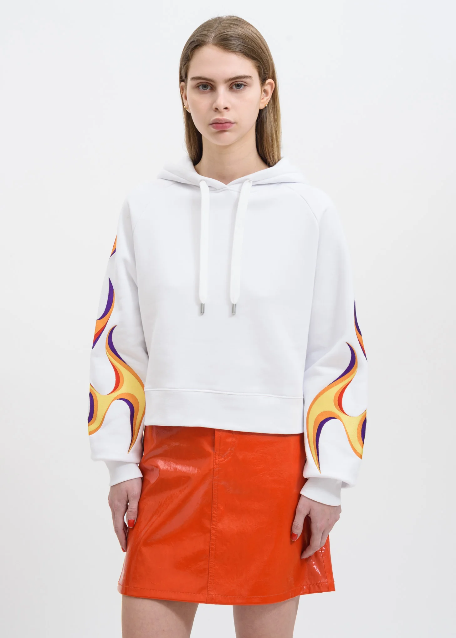 White Mundo Flaming Hoodie