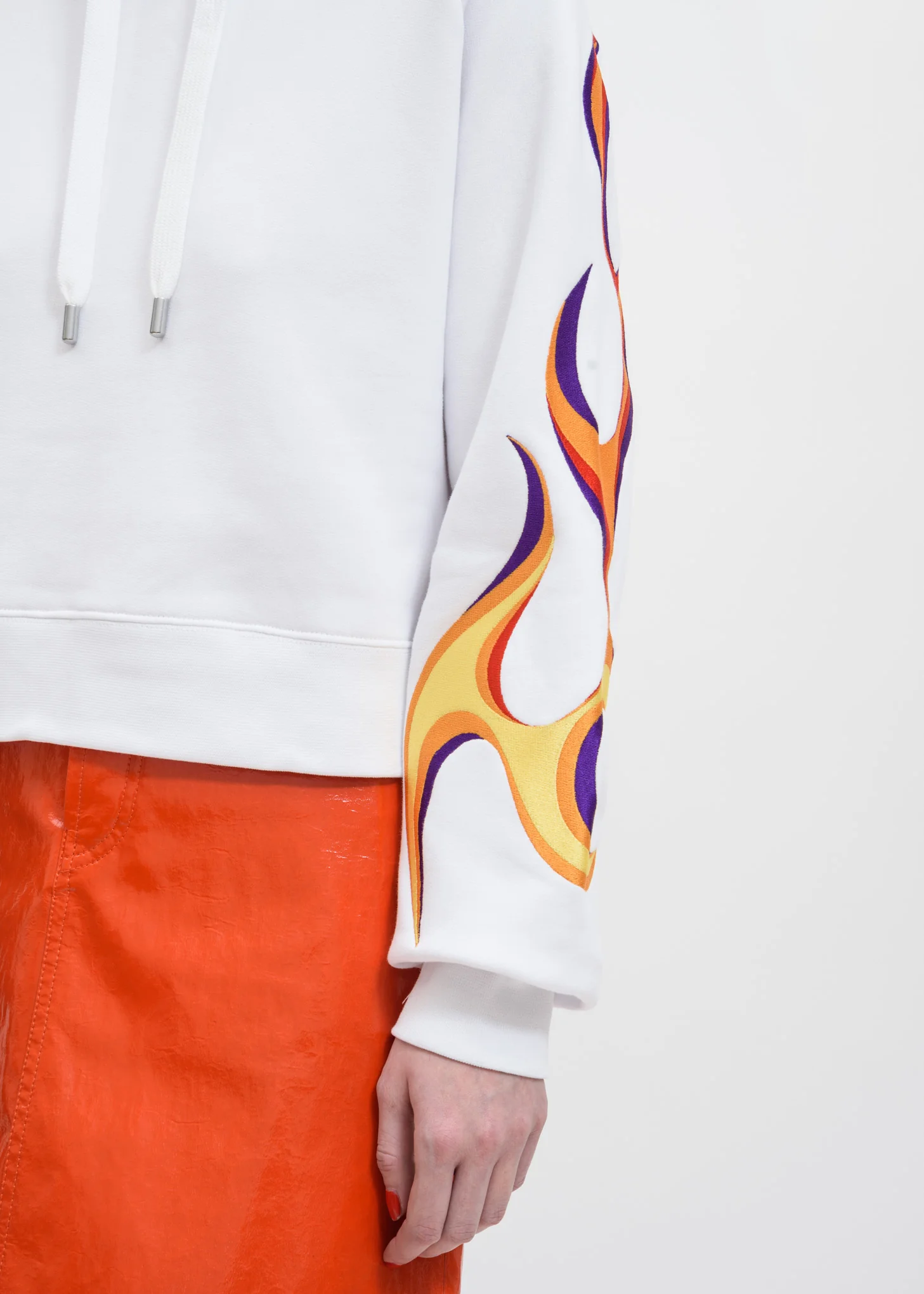 White Mundo Flaming Hoodie - Image 3