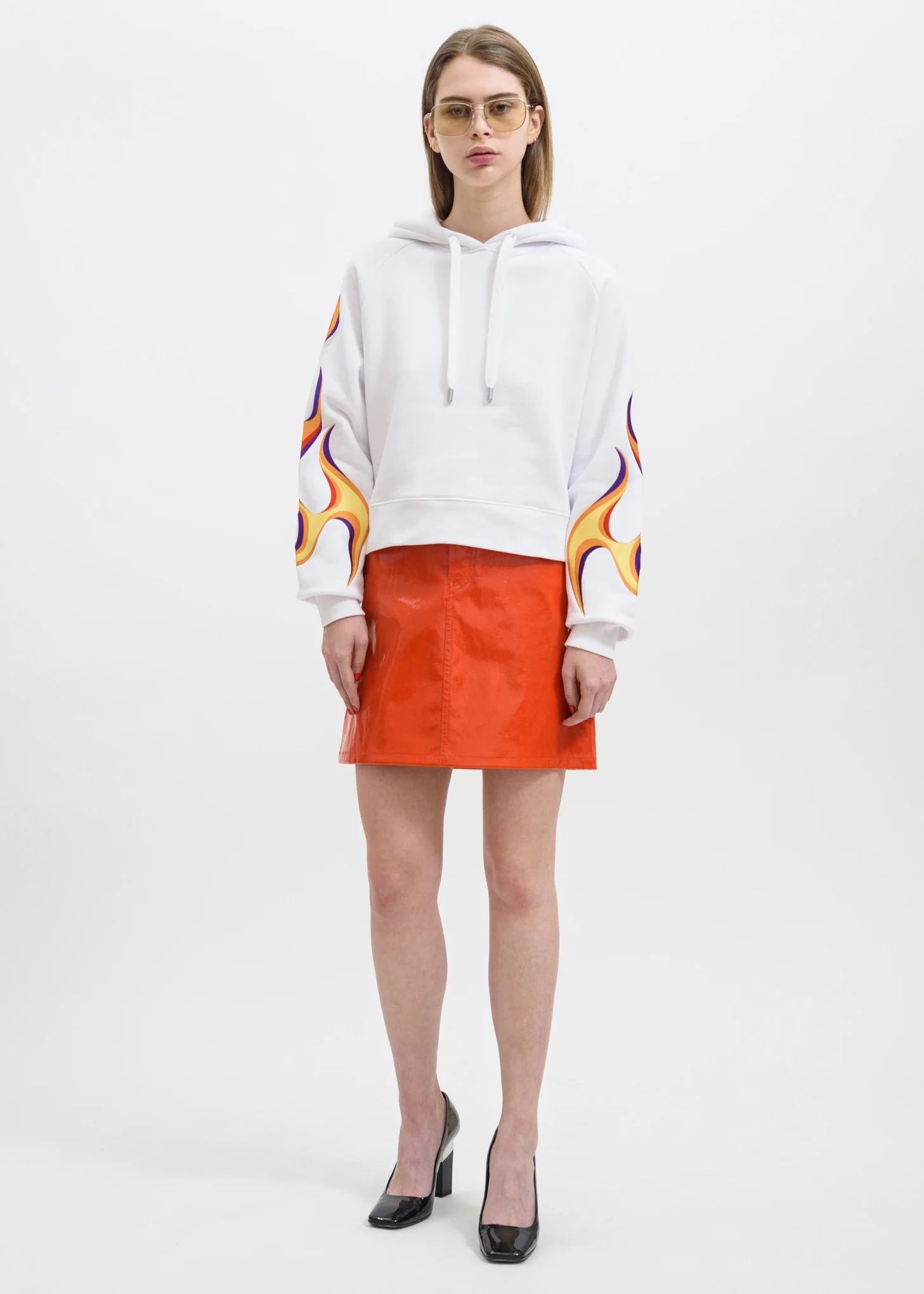 White Mundo Flaming Hoodie - Image 4