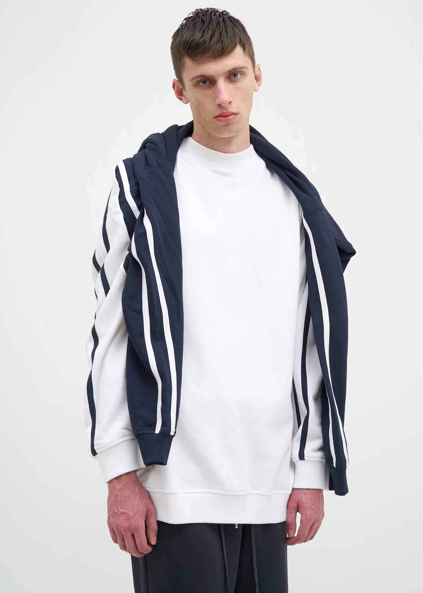 White & Navy Double Sweatshirt - Image 2