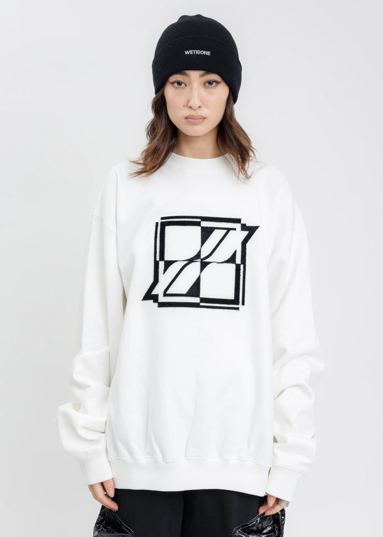White New Logo Embroidered Sweatshirt