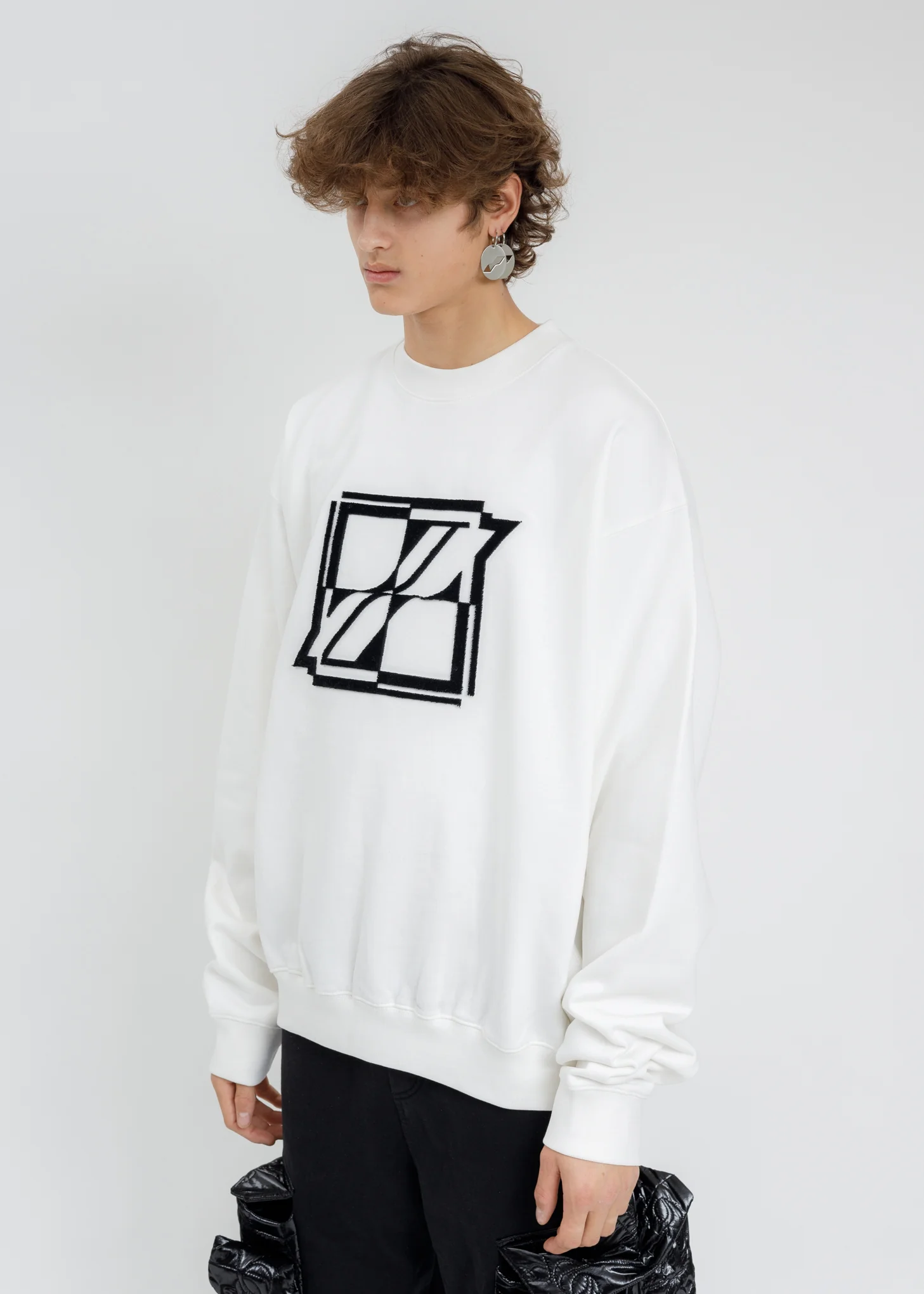White New Logo Embroidered Sweatshirt - Image 3