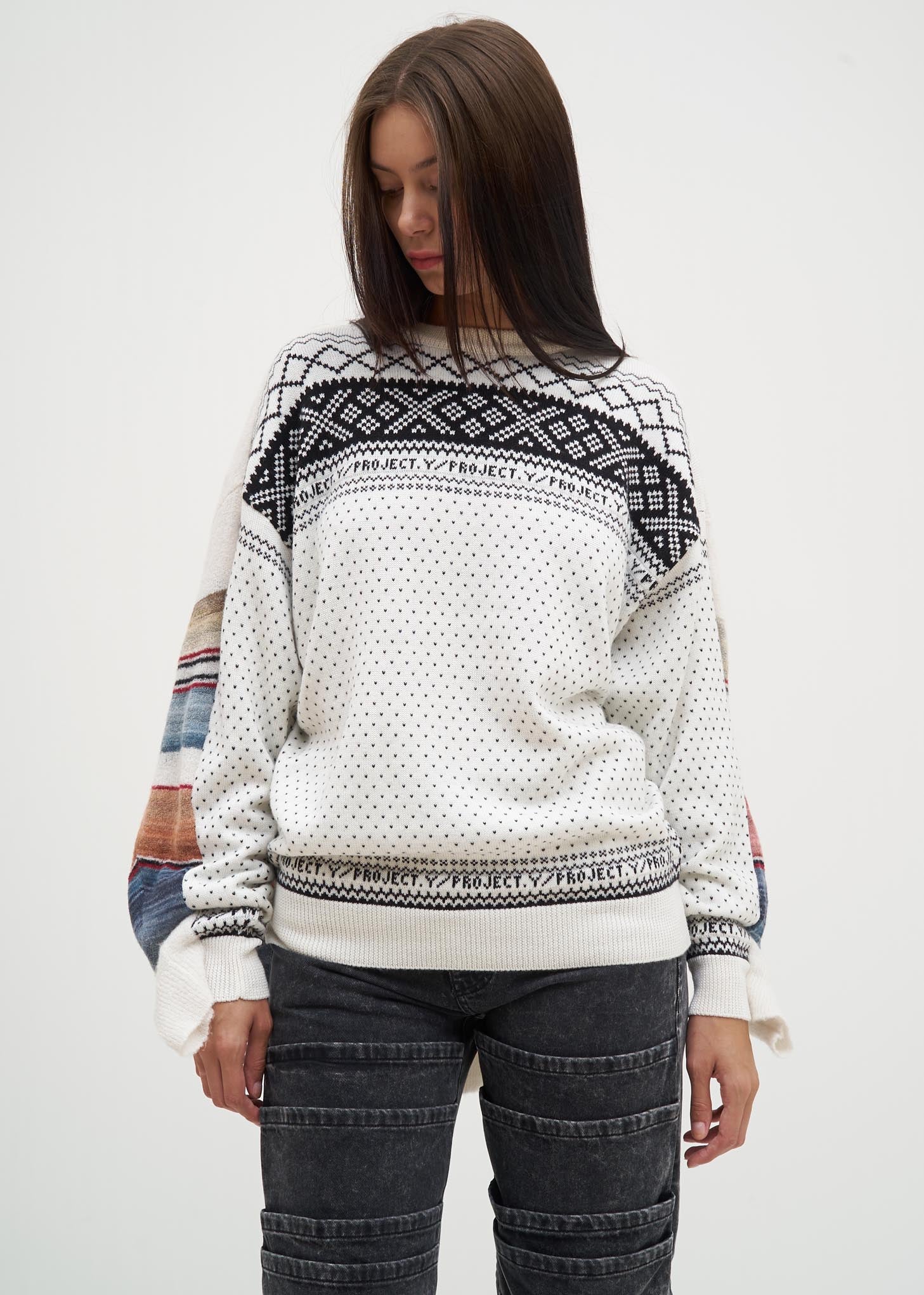 White Norwegian/Mexican Knit Sweater - Image 3