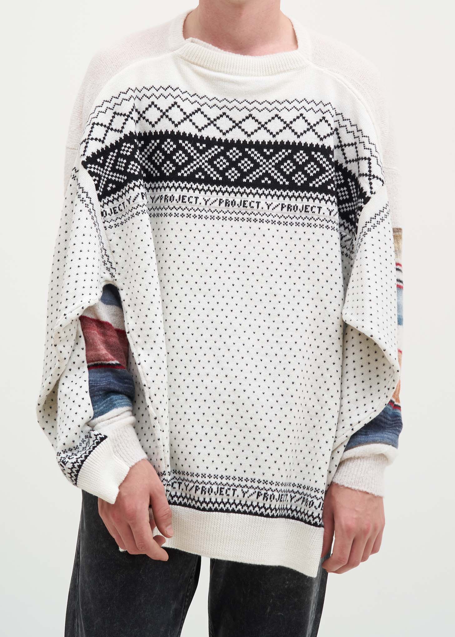 White Norwegian/Mexican Knit Sweater