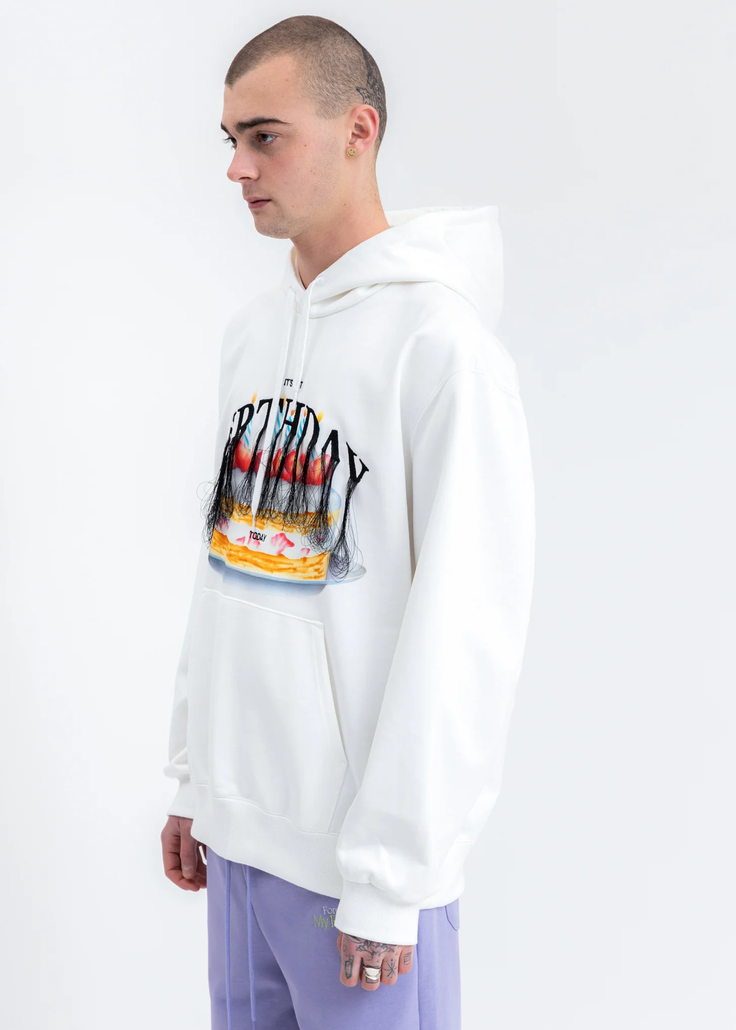 White Not Birthday Embroidery Hoodie - Image 3