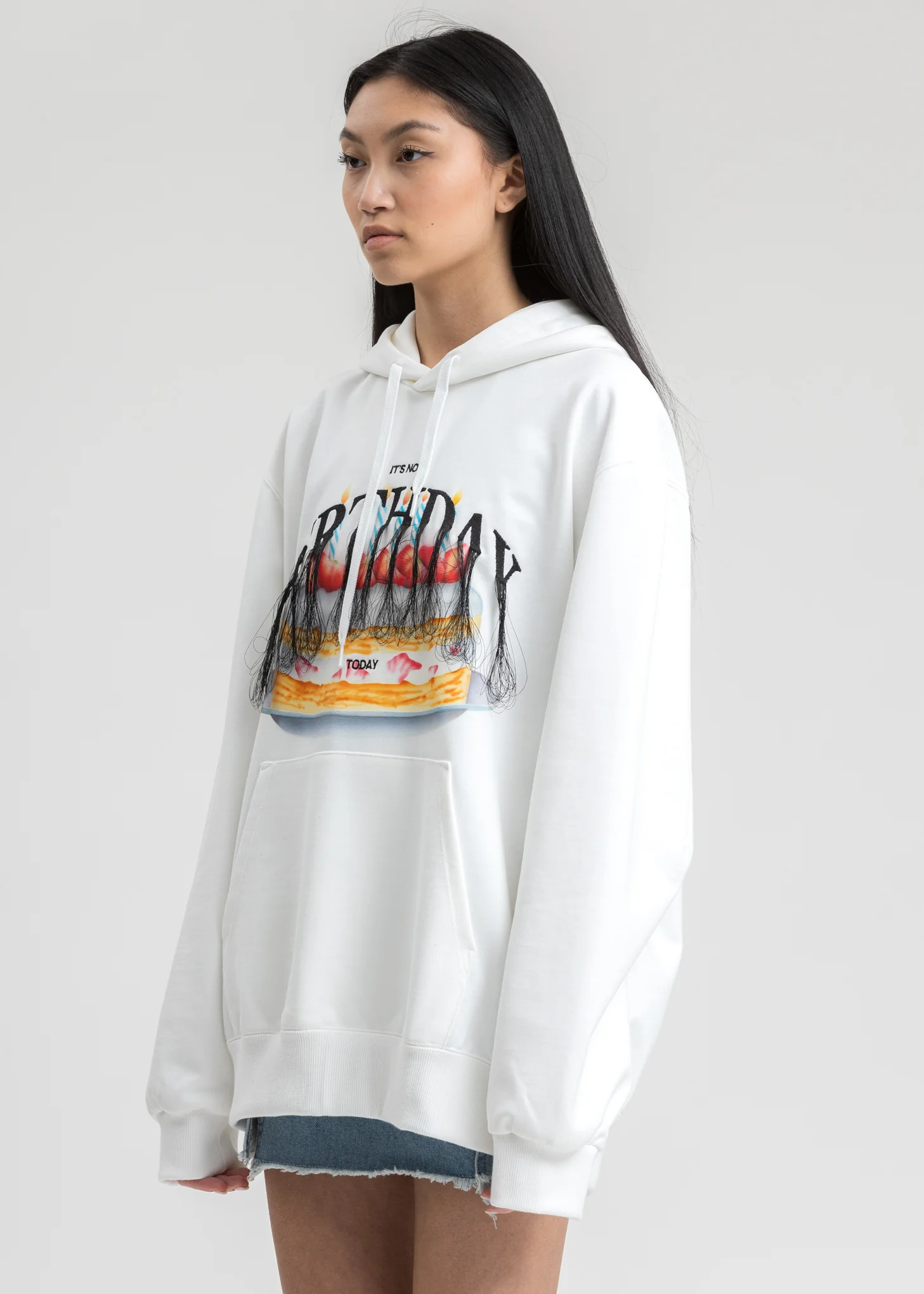 White Not Birthday Embroidery Hoodie - Image 3