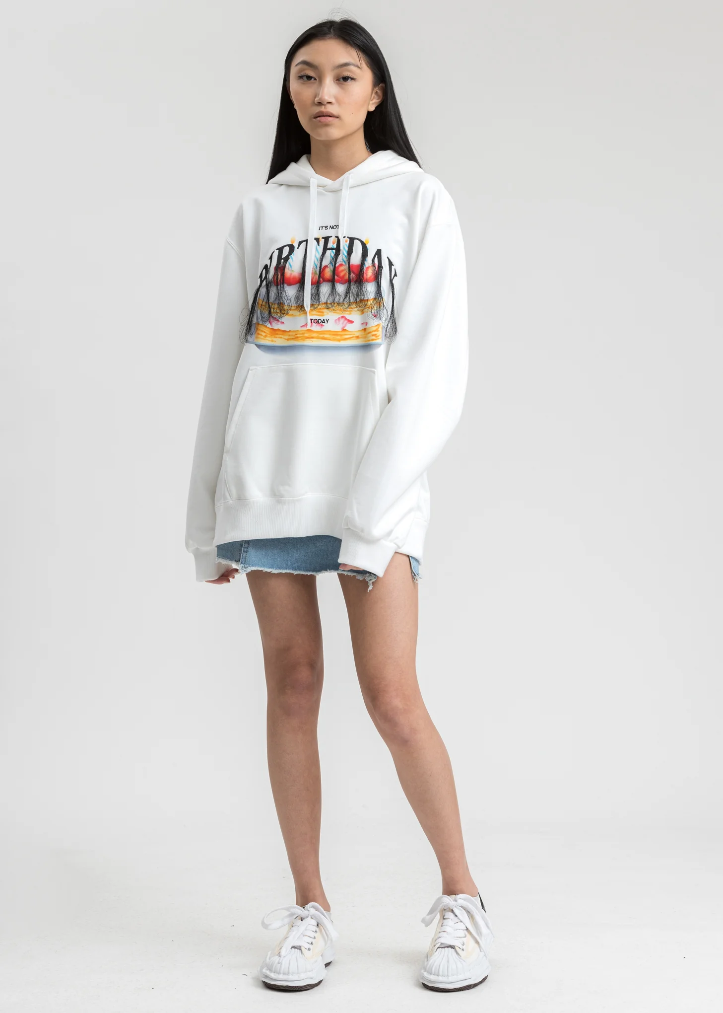 White Not Birthday Embroidery Hoodie - Image 5