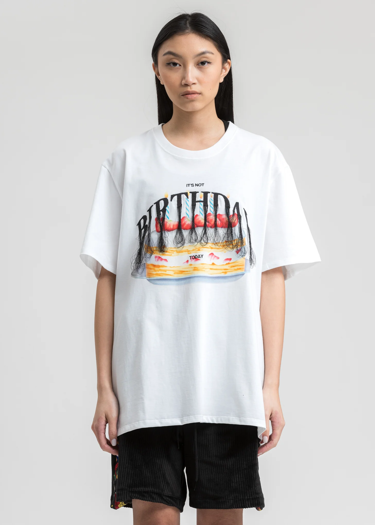 White Not Birthday Embroidery T-Shirt