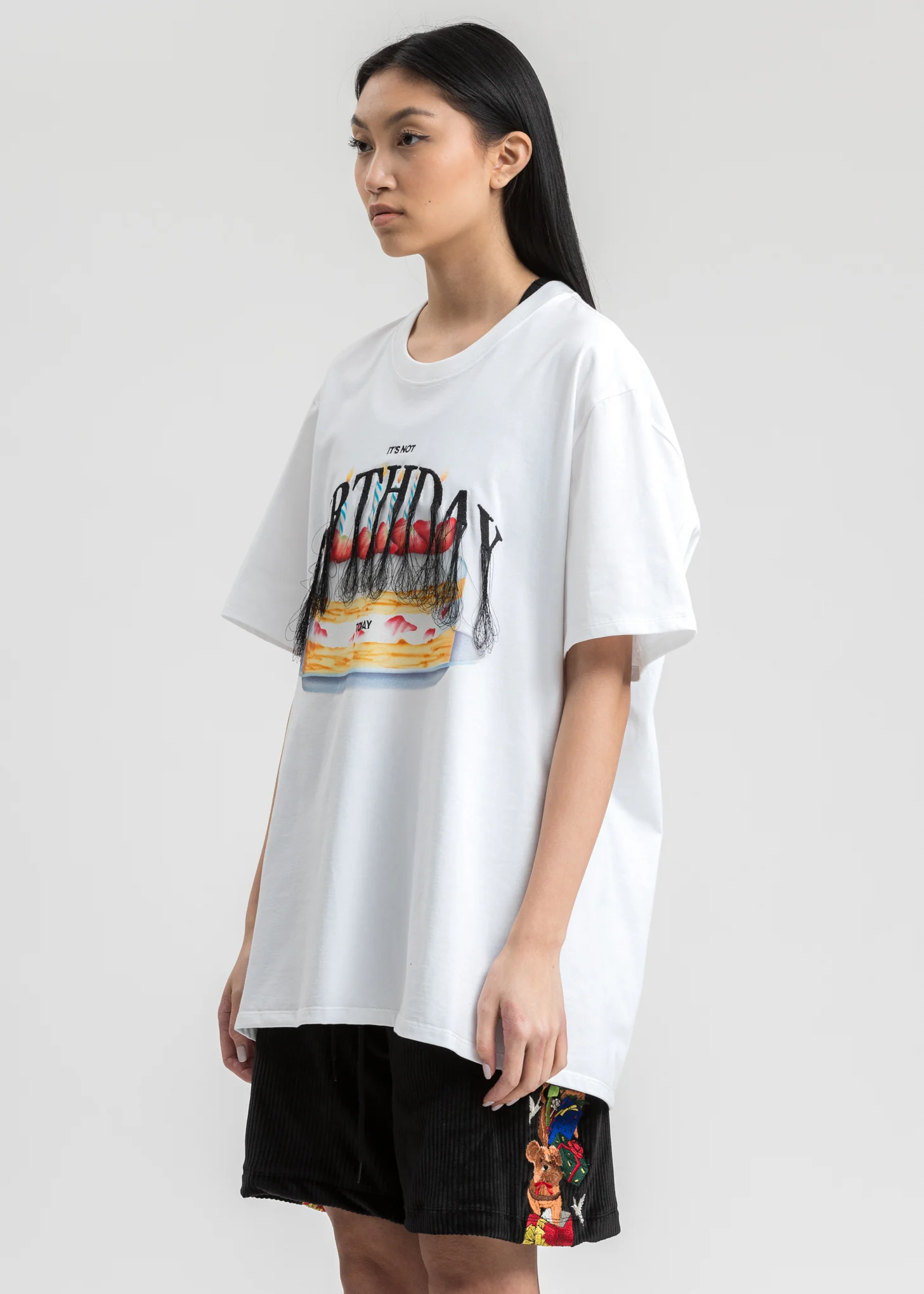 White Not Birthday Embroidery T-Shirt - Image 3