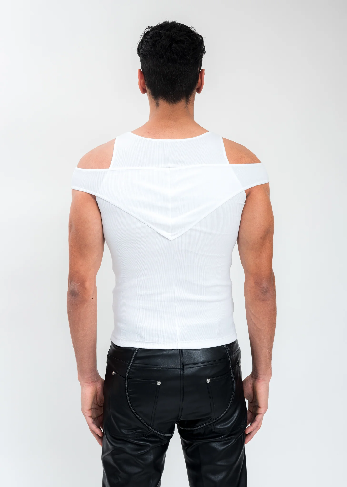 White Off Shoulder Tank Top - Image 2