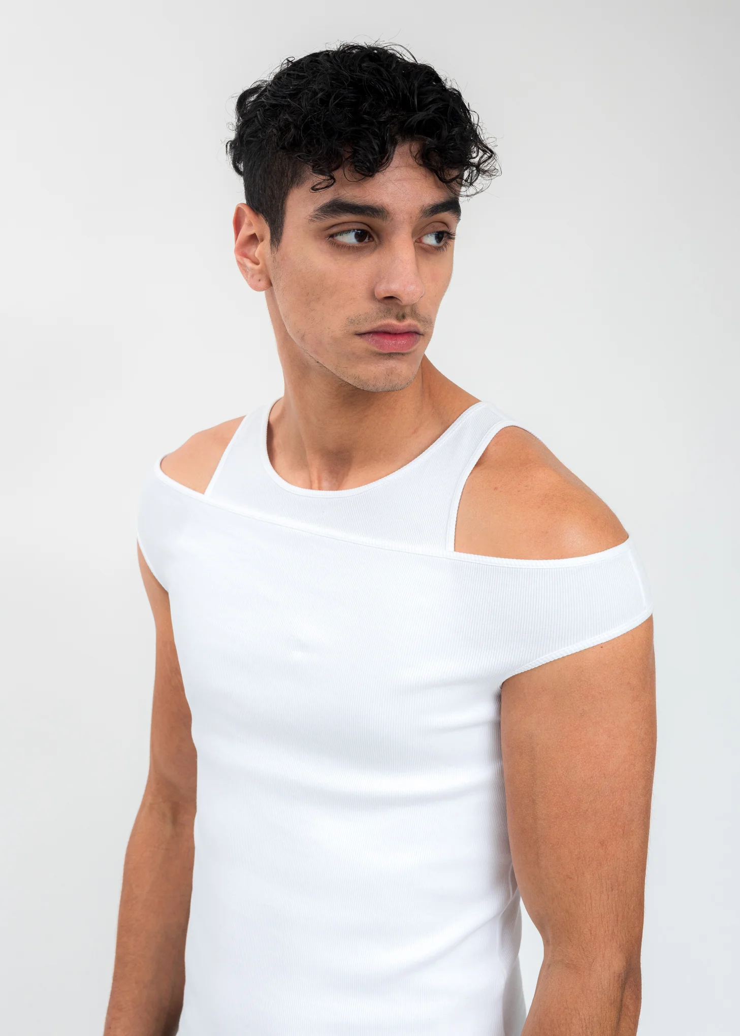 White Off Shoulder Tank Top - Image 6
