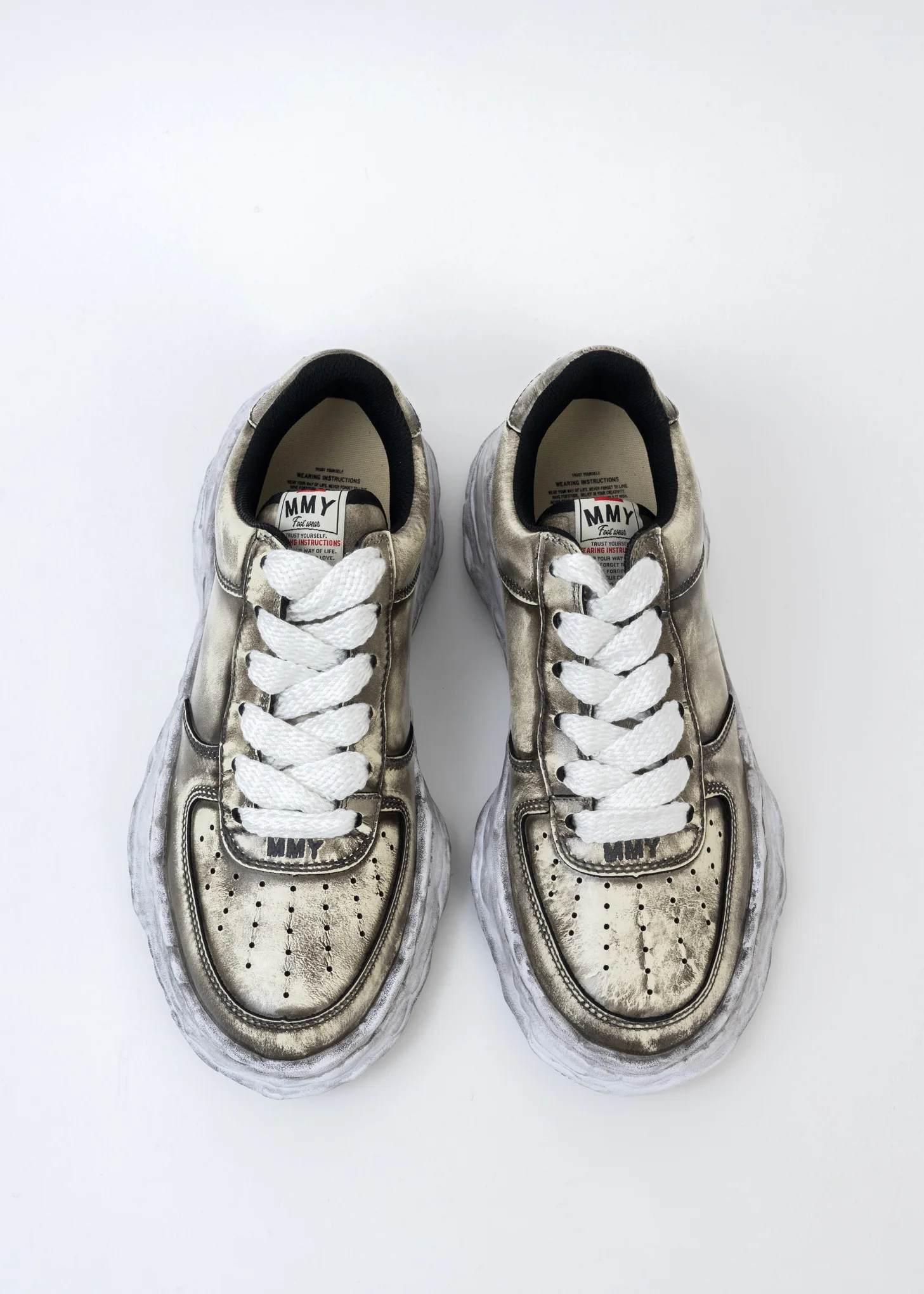 White OG Sole Brushed Patent Leather Sneaker (WAYNE LOW) - Image 2