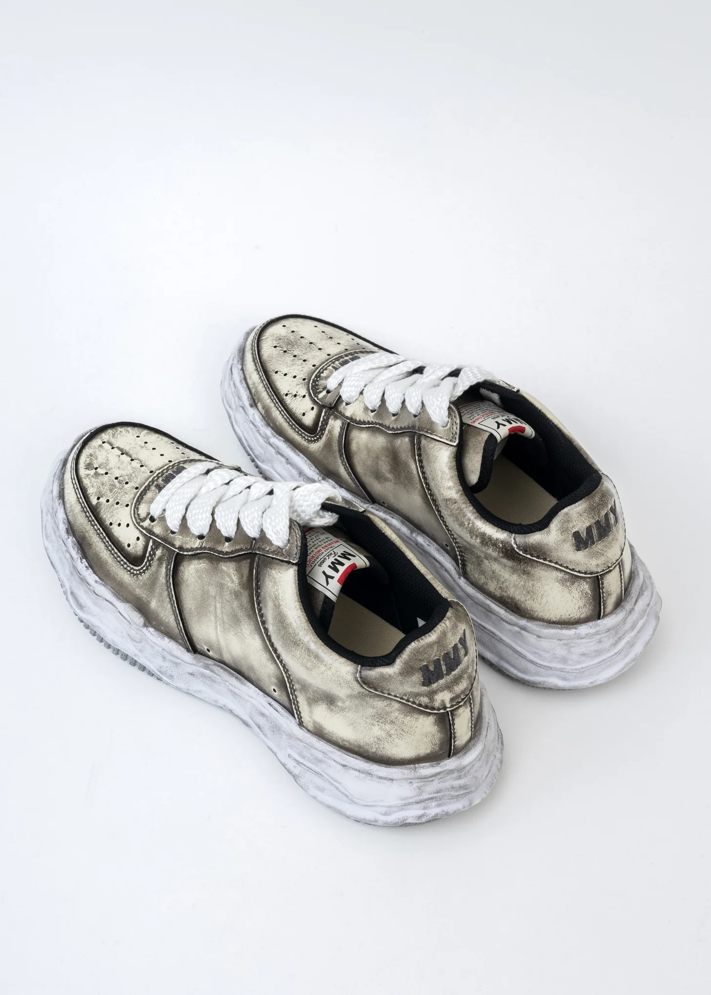 White OG Sole Brushed Patent Leather Sneaker (WAYNE LOW) - Image 3