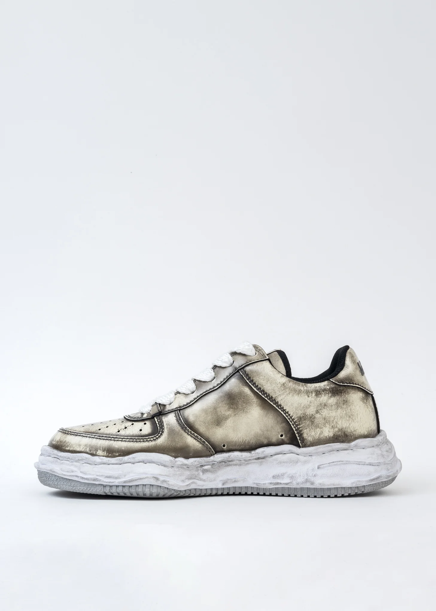 White OG Sole Brushed Patent Leather Sneaker (WAYNE LOW) - Image 4