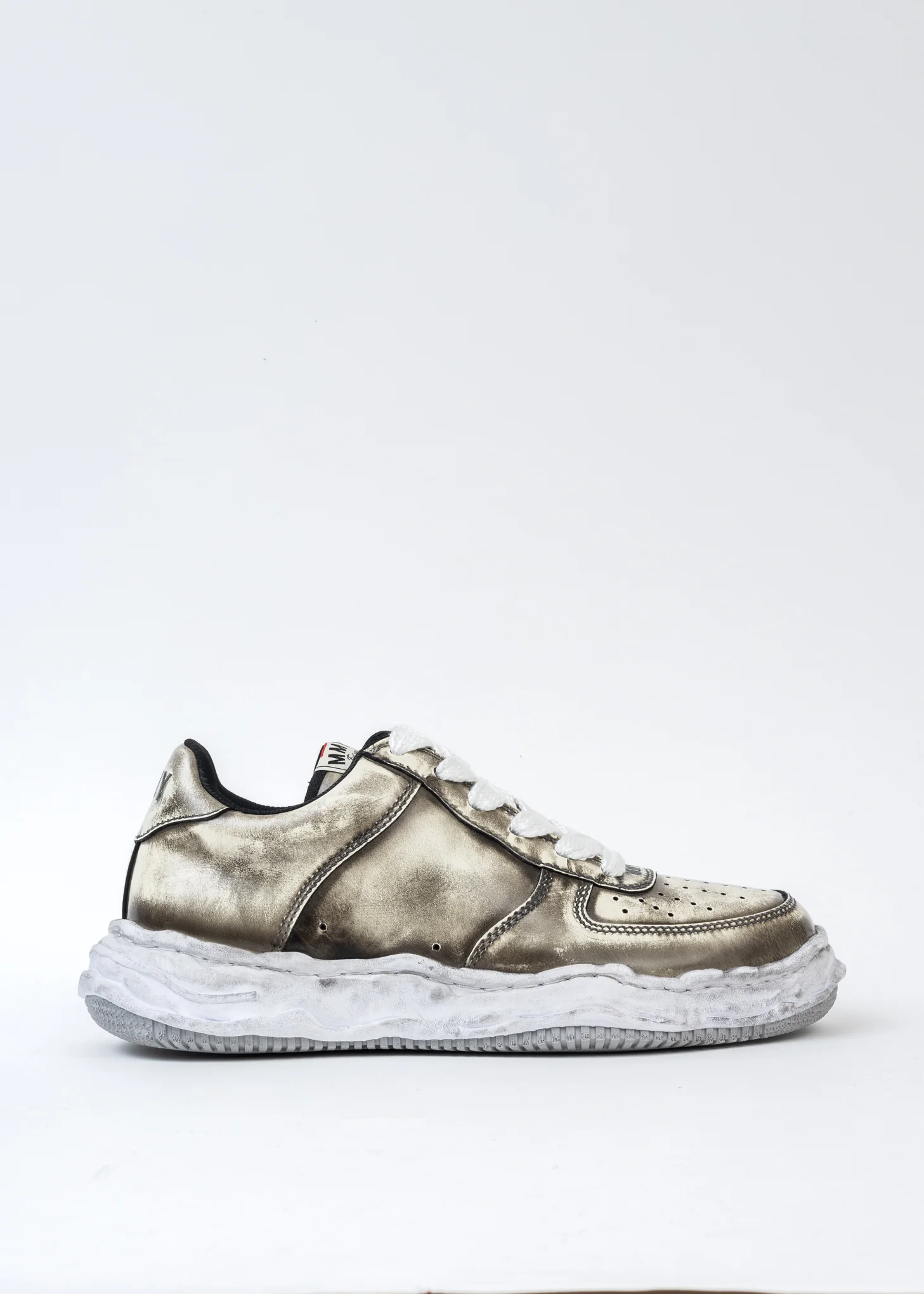 White OG Sole Brushed Patent Leather Sneaker (WAYNE LOW) - Image 5