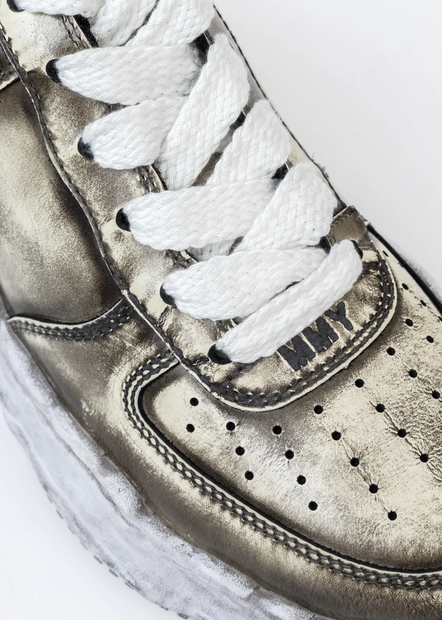 White OG Sole Brushed Patent Leather Sneaker (WAYNE LOW) - Image 6