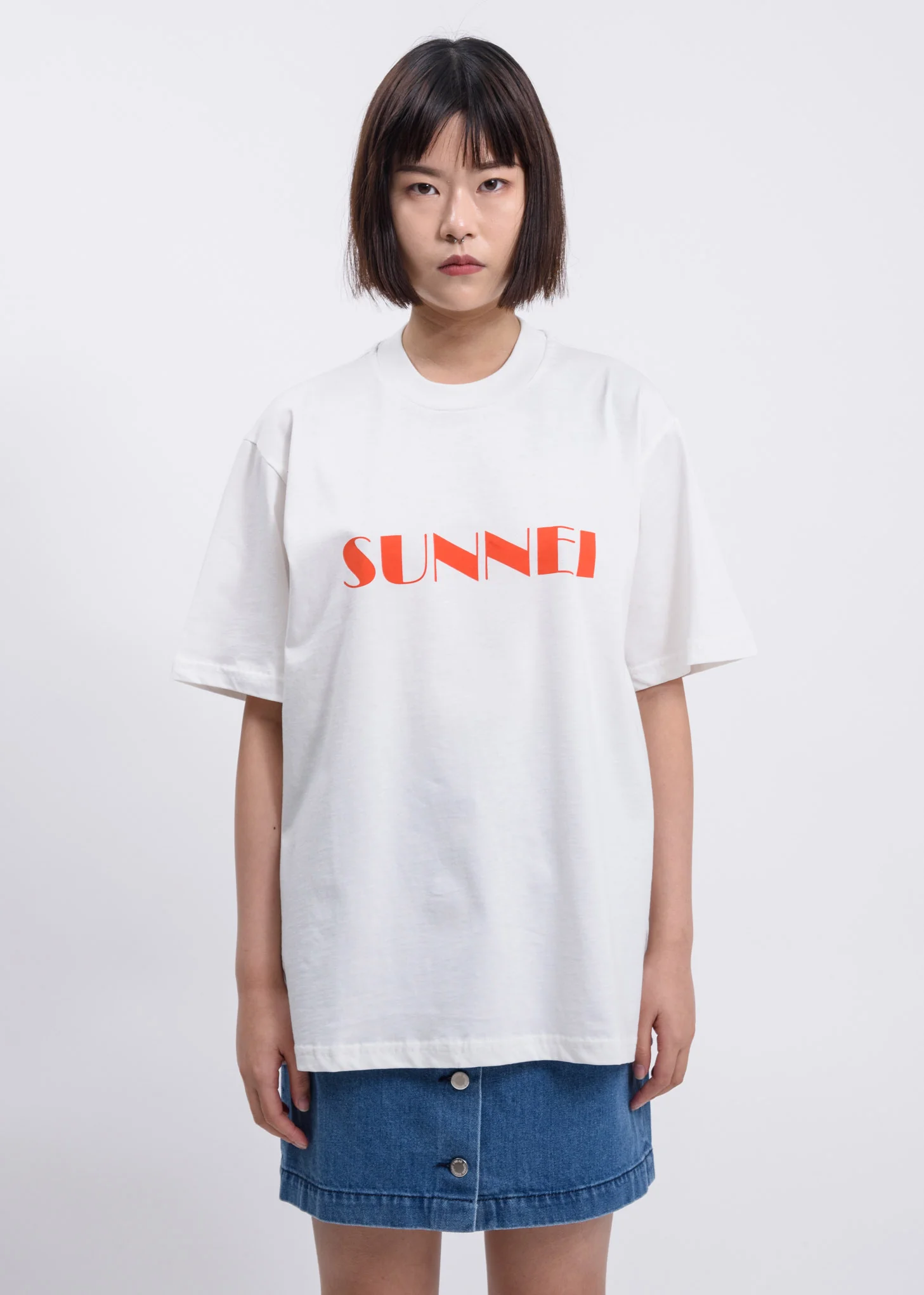White Orange SUNNEI Logo T-Shirt