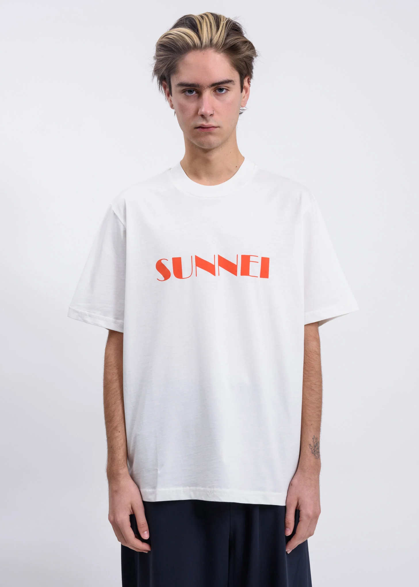 White Orange SUNNEI Logo T-Shirt