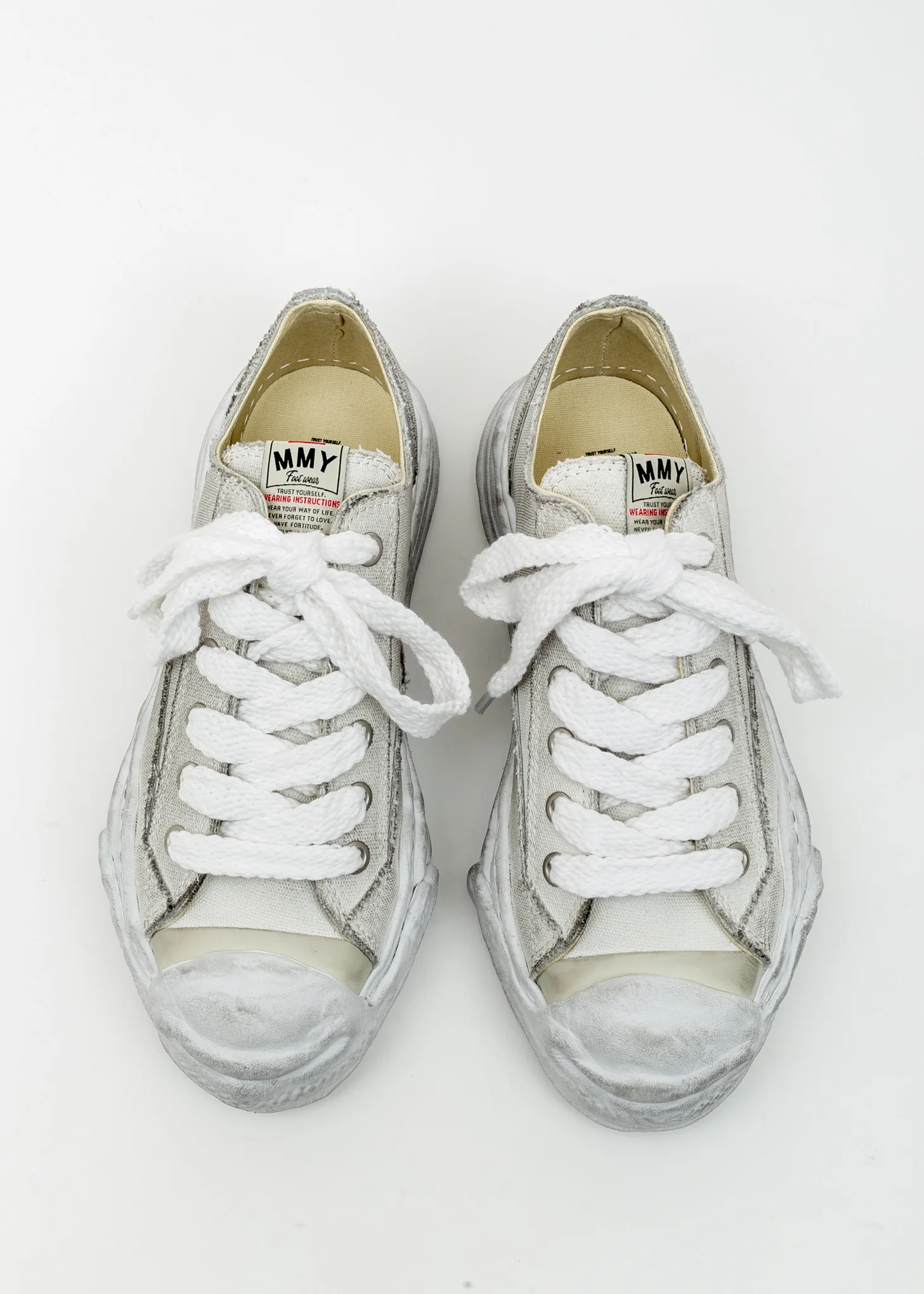 White Original Distressed Effect Sole Canvas Sneaker (HANK) - Image 2